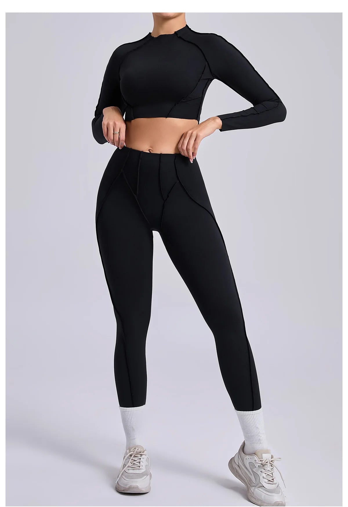 Yoga Set 2 Pieces Gym Clothes Sportswear Yoga Suits For Women Fitness Set Workout Tracksuits Sports Long Sleeved Gym Leggings