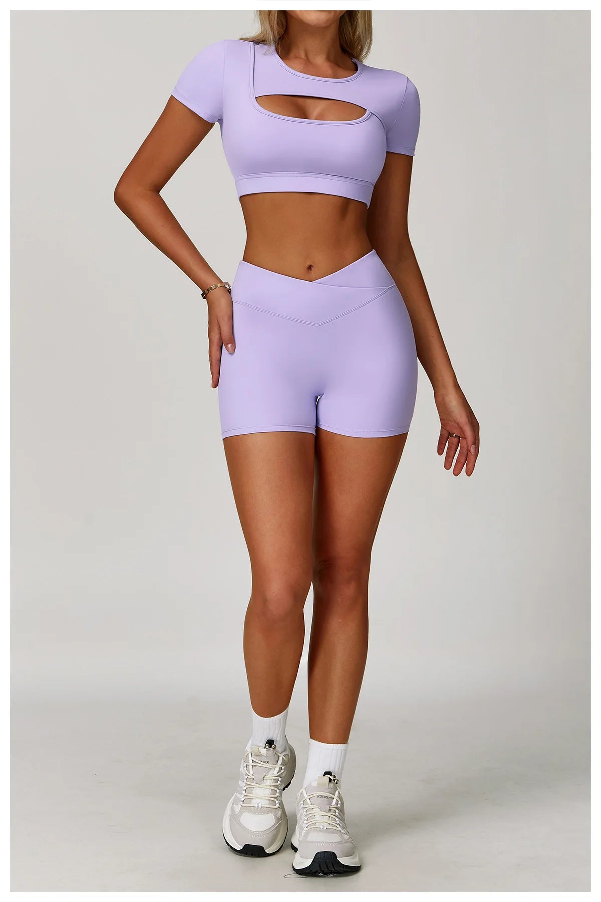 Women's Tight Fitting Sports T-shirt Quick Drying Short Sleeved Hollow Out Yoga T-shirt Running Exercise Fitness Short Sleeved