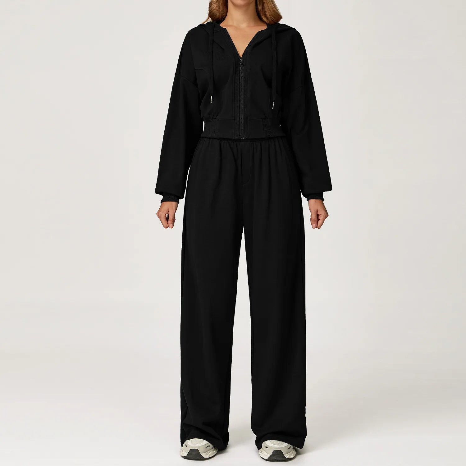Winter 2-piece Casual Sports Hoodie Set Women's Long Sleeved Loose Yoga Set High Waisted Sweatpants Running and Fitness Set