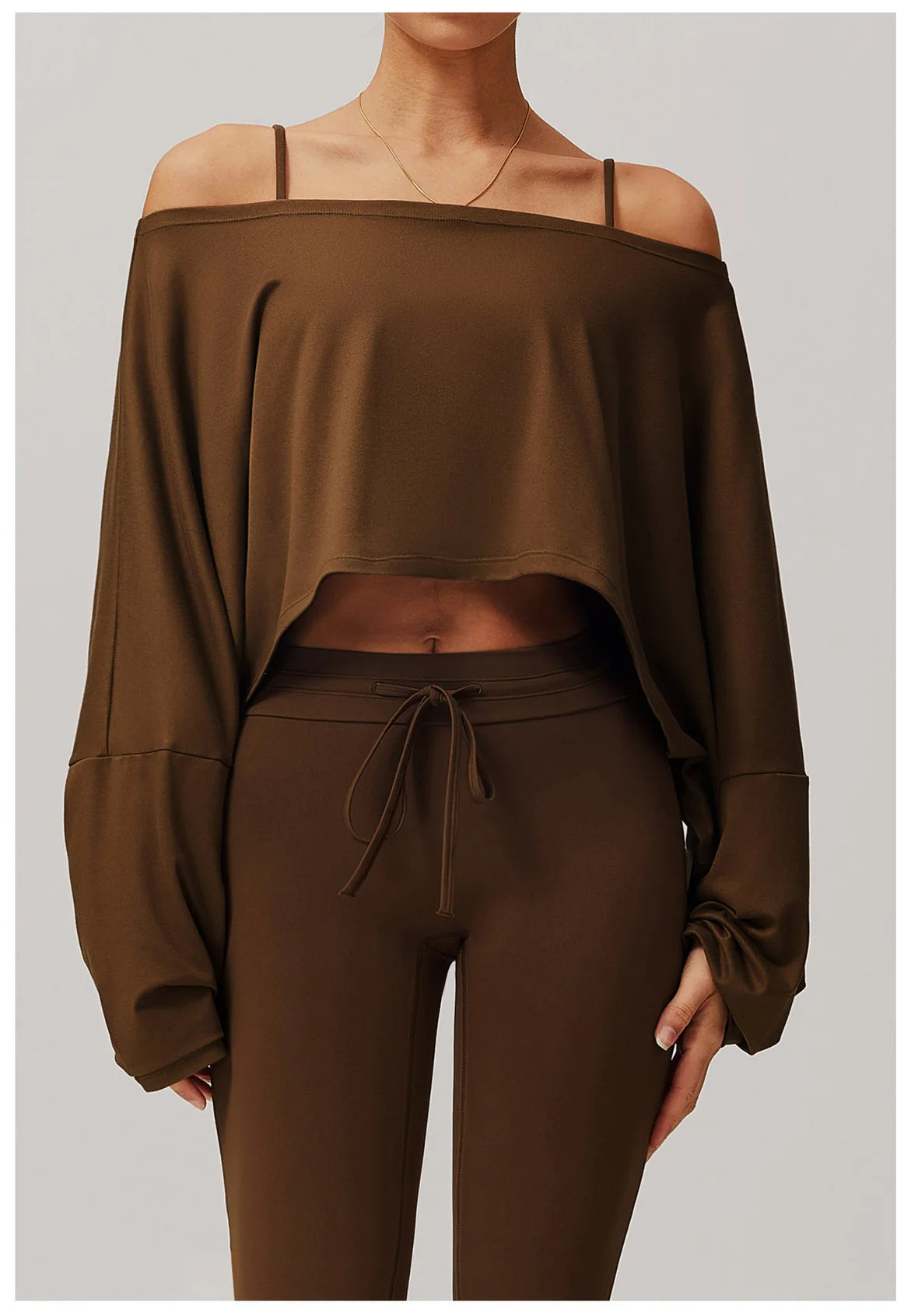 Running Fitness Sports Long Sleeved Top Women's One Shoulder Batwing Sleeve Loose Breathable Casual Long Sleeved Sexy Yoga Top
