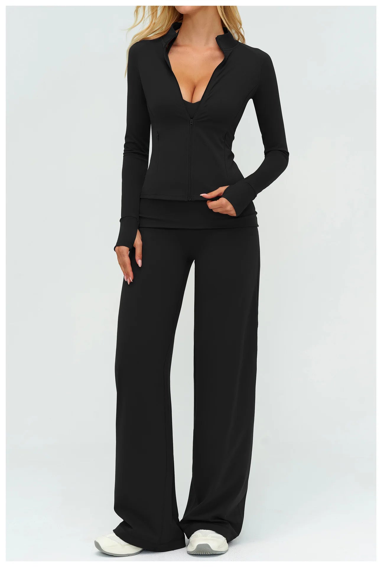 2/3PCS Women Tracksuit Yoga Set Sportswear Workout Clothes Athletic Wear Gym Outfit Fitness Bra Crop Top Long Sleeve Sports Suit