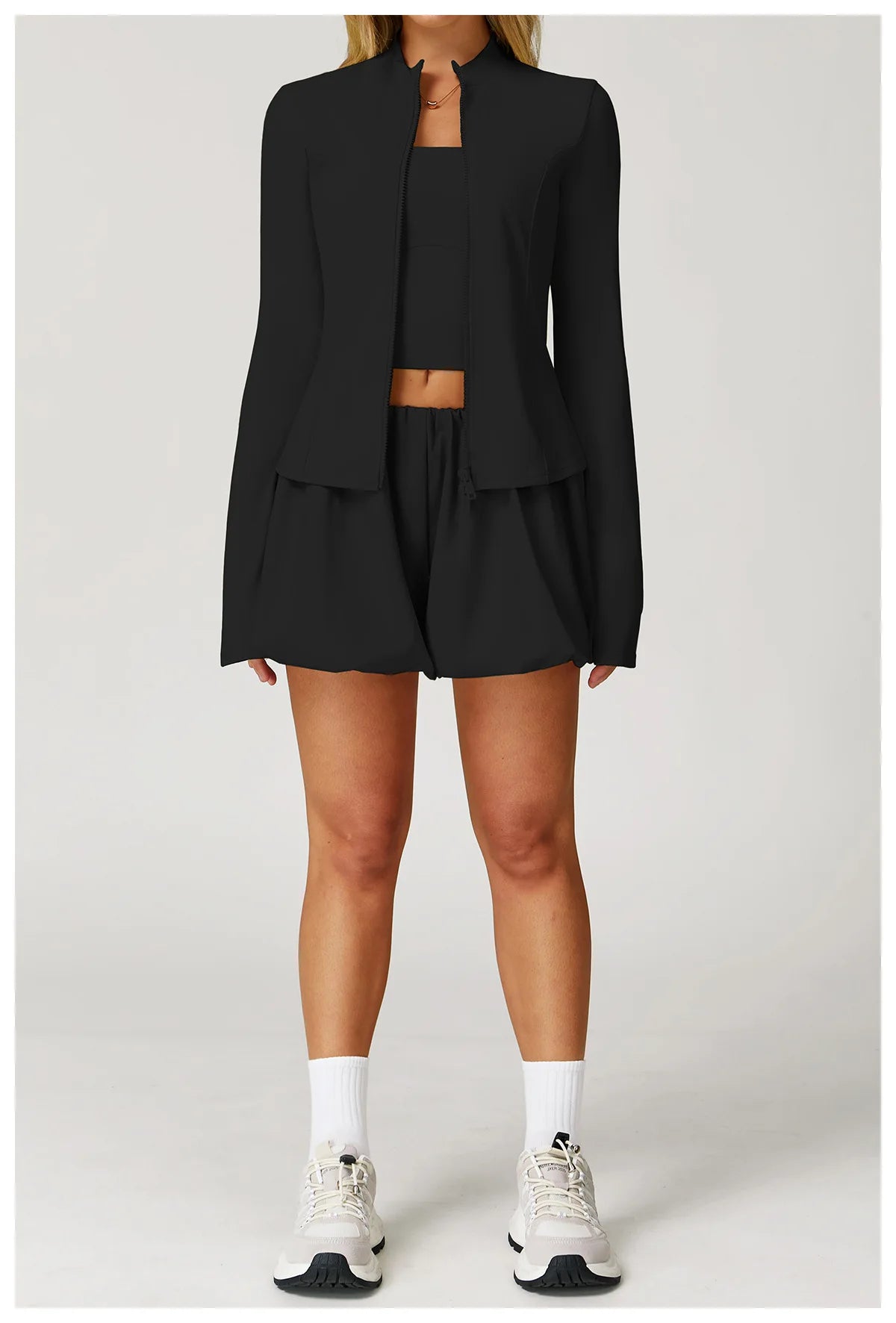 Summer Yoga Suit Women's High-end Standing Collar Long Sleeved Sports Jacket Running Training Fitness Top Windproof Running Suit