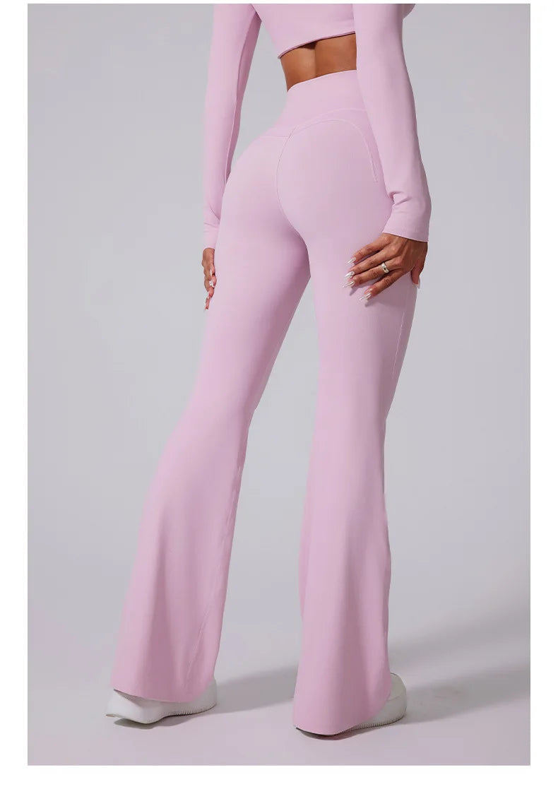 Women's High Waist Flared Leggings Gym Fitness Yoga Pants Workout Runing Sport Leggings Control Tummy Yoga Wide Leg Pants