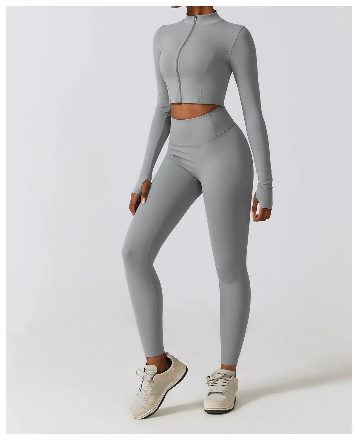 Women Outdoor Sports Long Sleeved Slim Yoga Clothes Quick Dry Zipper Cardigan Stand Up Collar Jacket Running Fitness Jacket Top