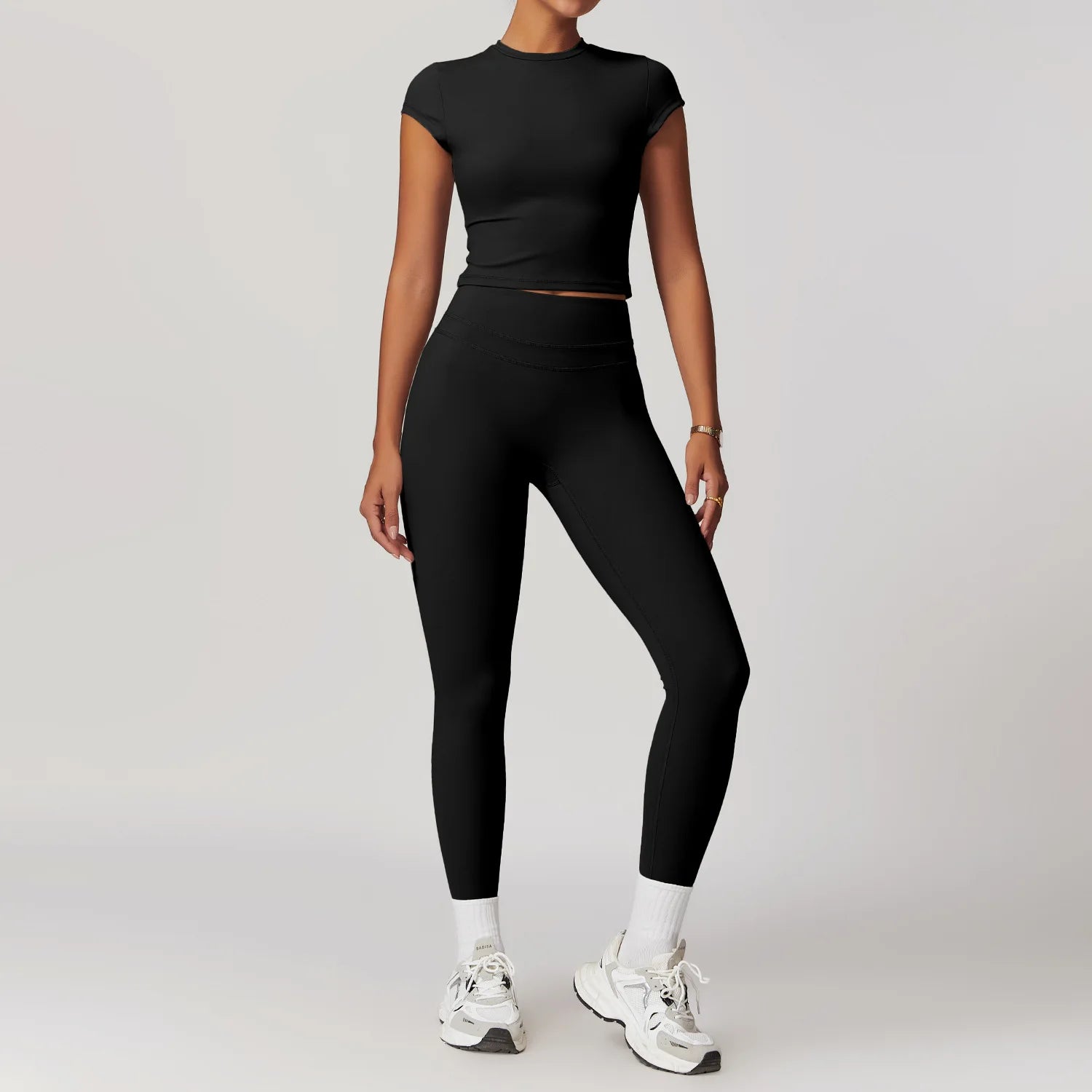 Yoga Suit 2PCS Sports Set Women Quick-Drying Gym Set Women Tracksuit Running Workout Short Sleeves Sports Yoga Clothing