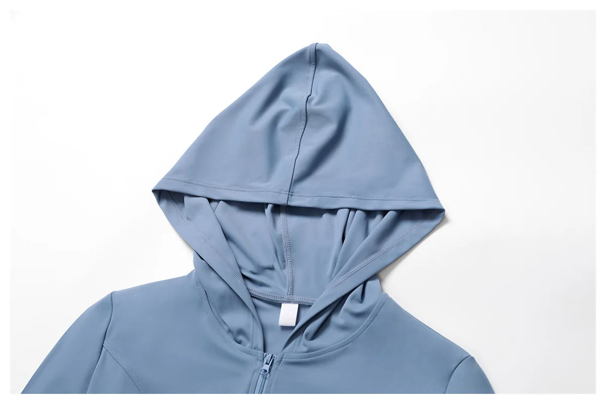 Women's Jacket Hooded Cardigan Tight Quick-dry Sports Fitness Coat Running Training Shirt Yoga Clothes Long Sleeve Sport Jacke
