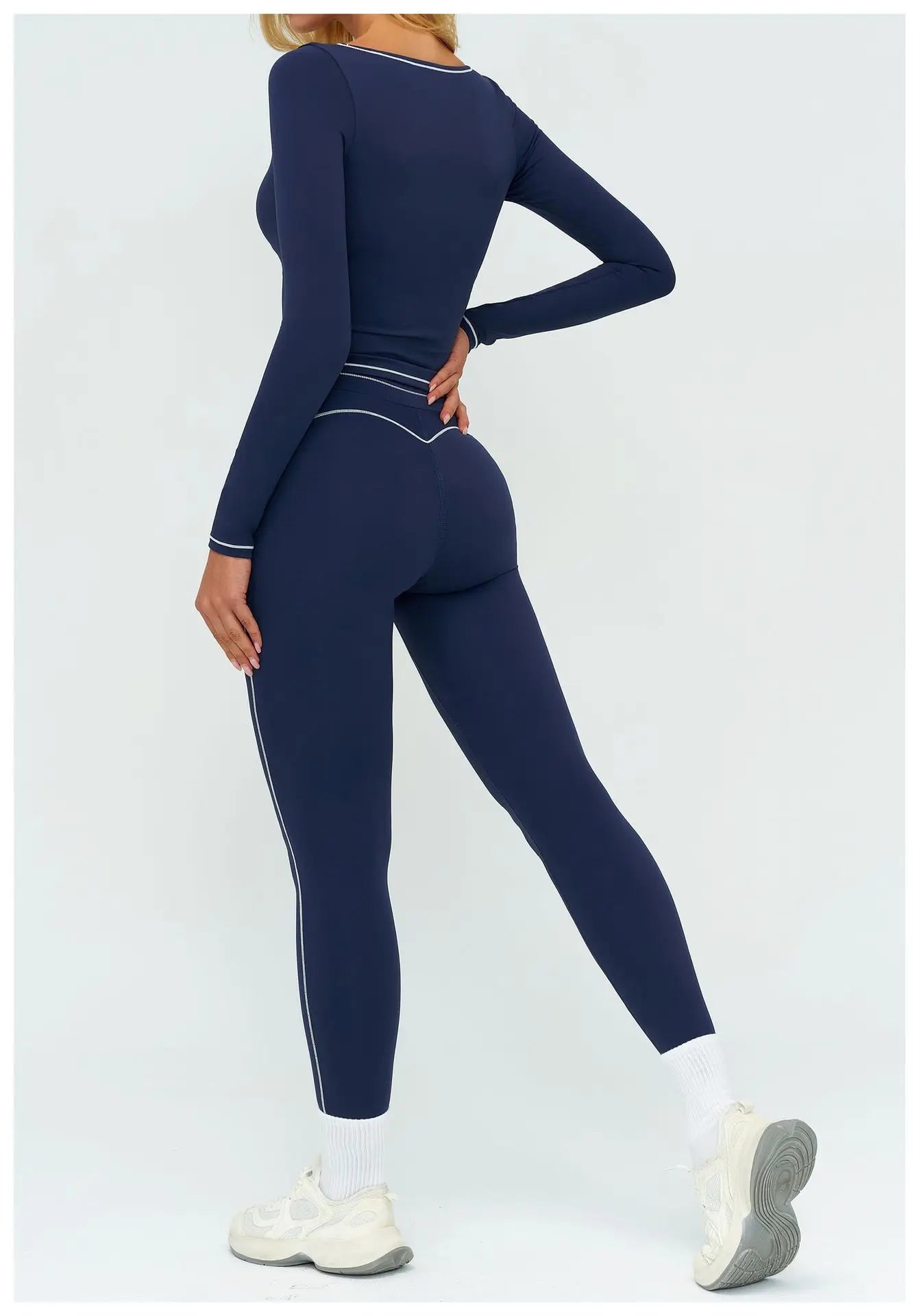 Yoga Set Women Tracksuit 2PCS Sportswear Workout Clothes Athletic Wear Gym Leggings Fitness Outfits Top Long Sleeve Sports Suits