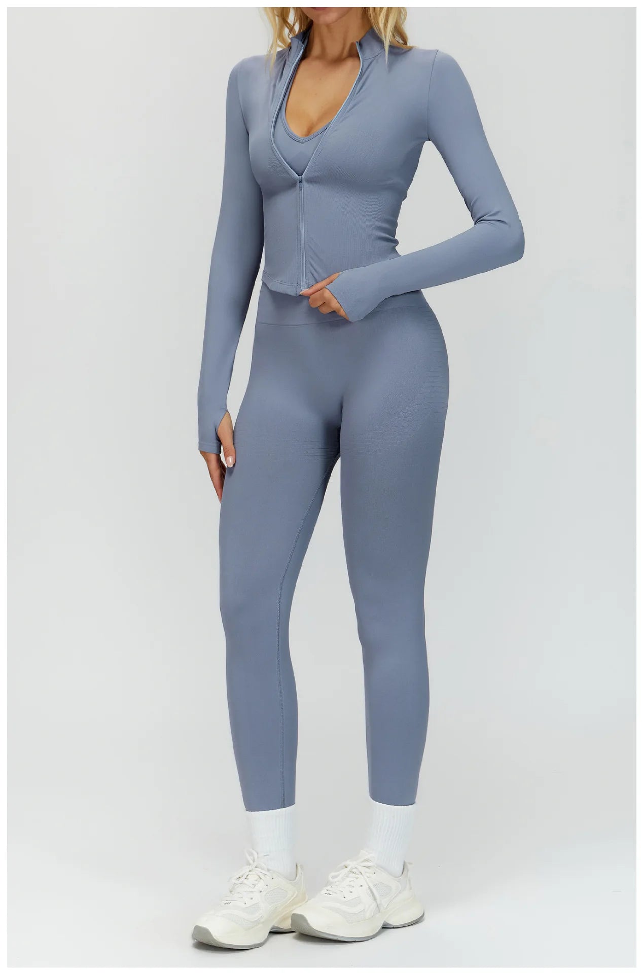 Seamless Yoga Set 3PCS Women Sportswear Workout Clothes Athletic Wear Gym Legging Fitness Bra Crop Top Long Sleeve Sports Suits