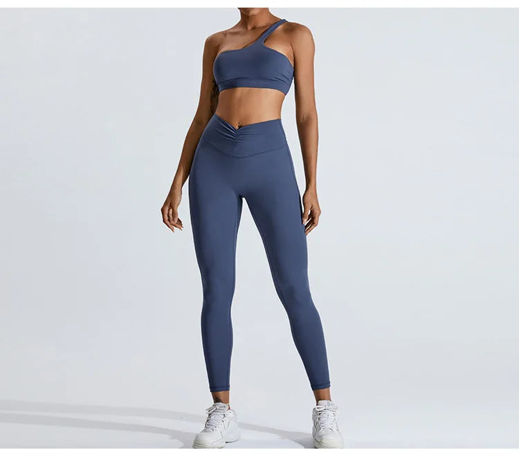 Women One Shoulder Sports Underwear Gym Top Bra Training Women Yoga Bra Stretch High Strength Workout Fitness Women Sports Vest