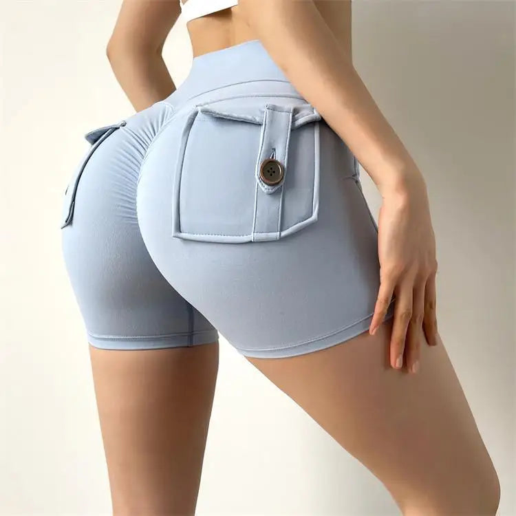 Summer Sports Shorts Pockets Women Gym Leggings Women Scrunch Butt Workout Shorts Cycling Shorts Push Up Yoga Pants Butt Shorts