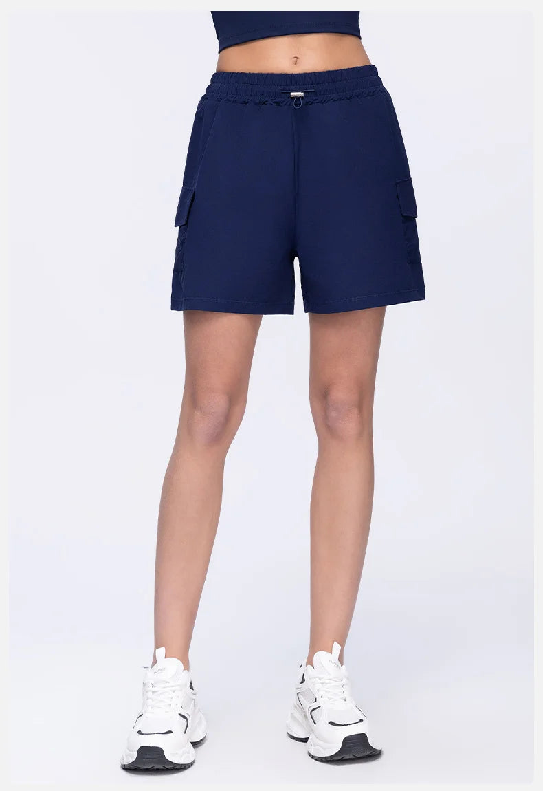 Yoga Shorts Pocket Women Fitness Shorts Running Cycling Shorts Breathable Sports Shorts High Waist Summer Workout Gym Shorts