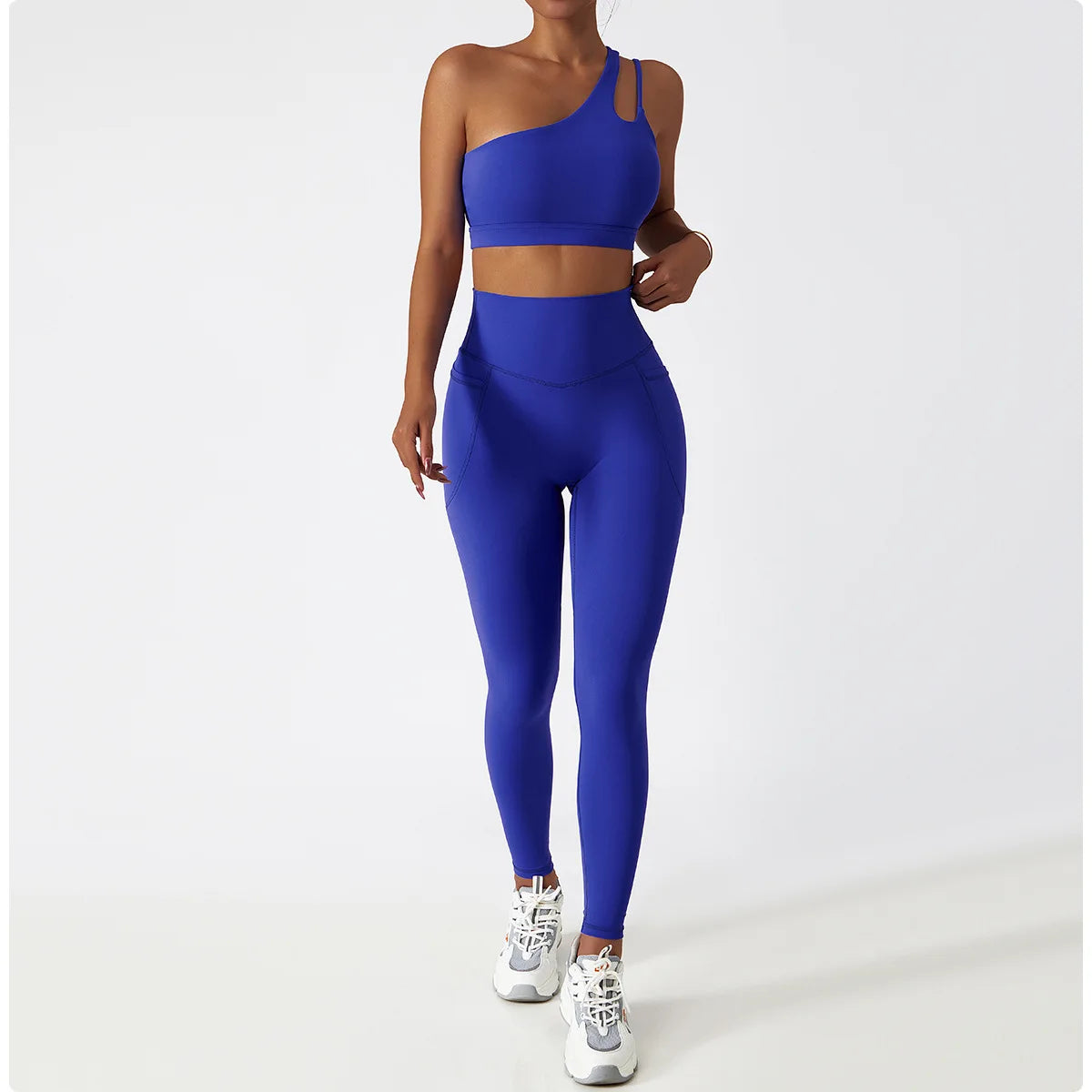 Comfort Single Strap Yoga Bra Chest Pad Running Women Sports Underwear Gym Top Stretch Pull Up Bra Women Vest Fitness Tank Top