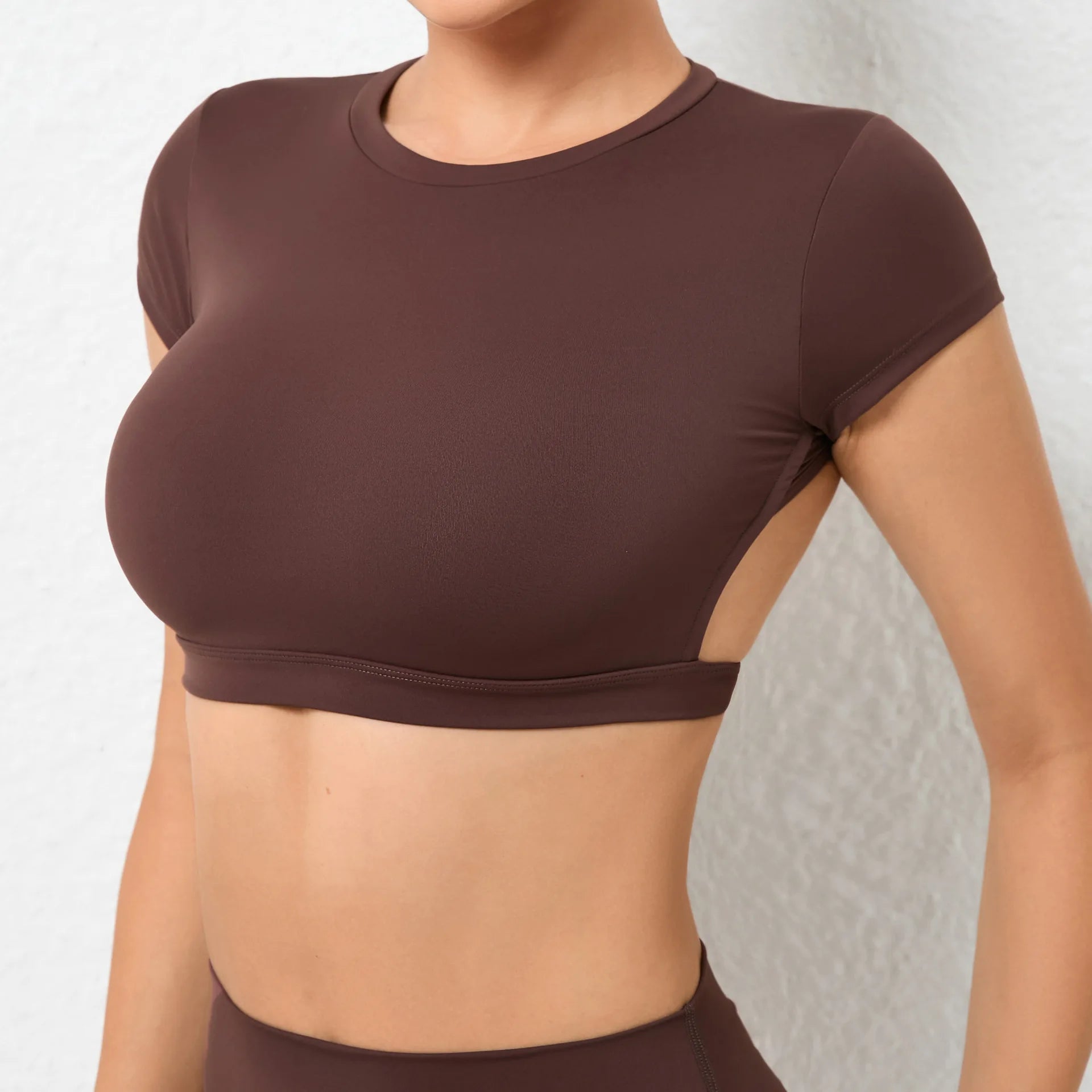 Women Short Sleeve Hollow Crop Top Yoga Short Sleeve Fitness Workout Tops Push Up Gym Shirt Sportswear Running T-shirts