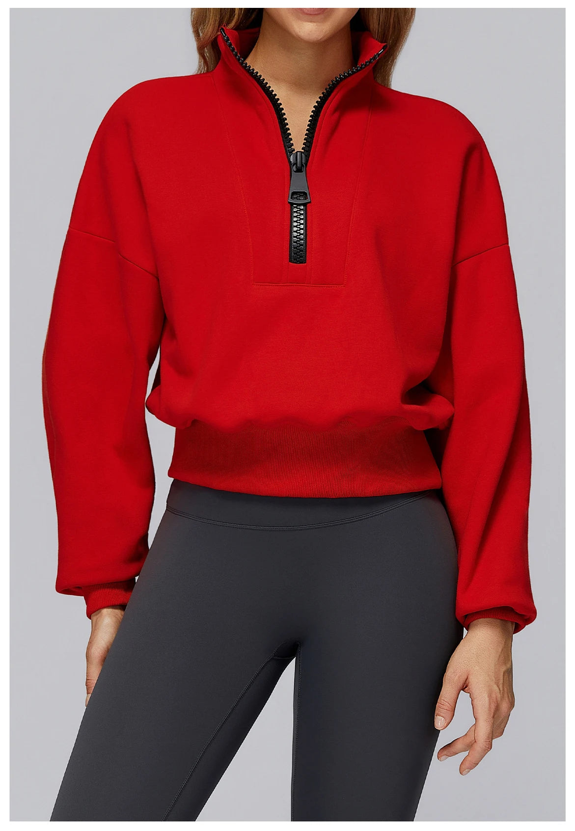 Winter Sports Hoodie Yoga Long Sleeved Women's Stand Collar Loose Windproof Hoodie Warm Long Sleeved Casual Outdoor Sports Top