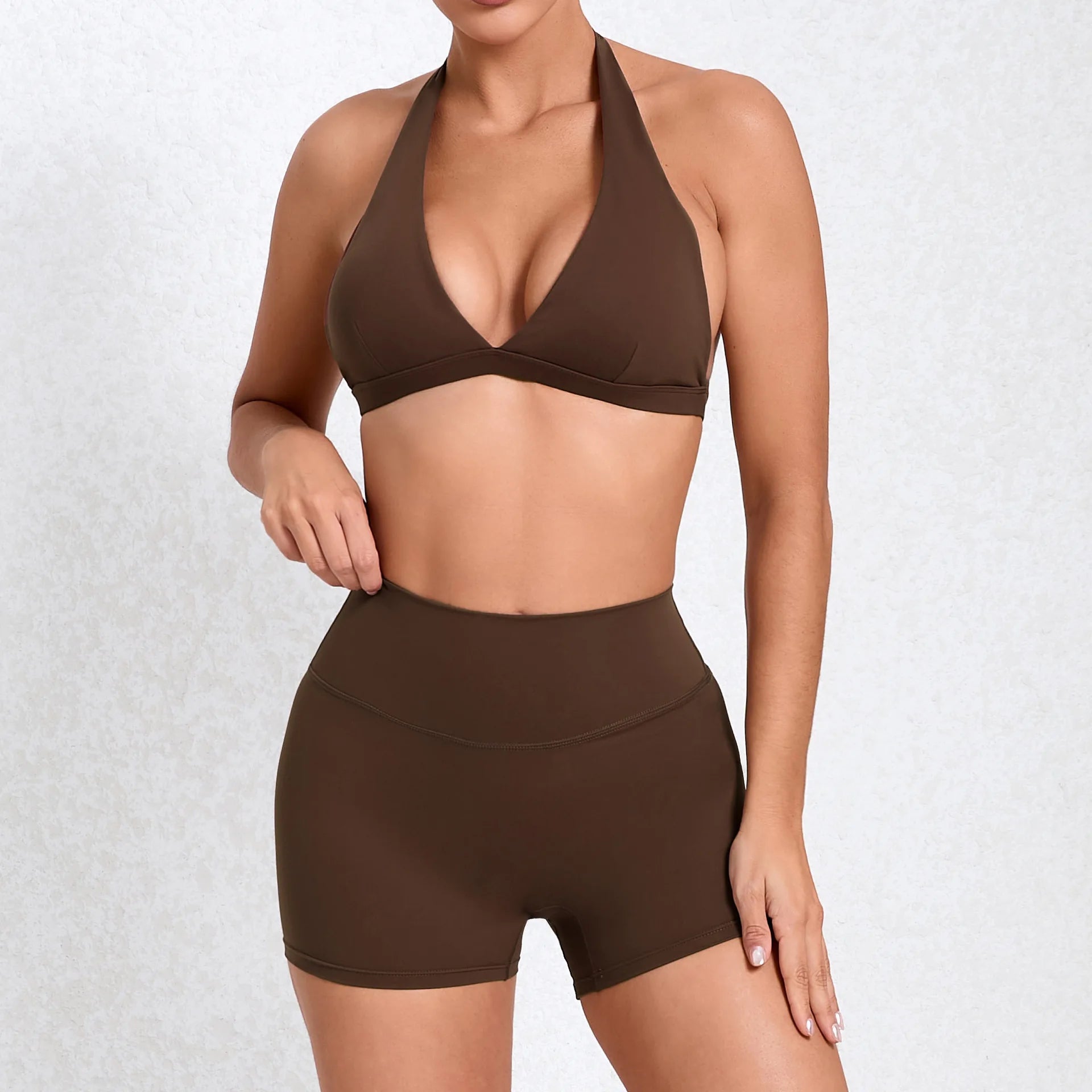 2PCS Yoga Sets Women Gym Workout Clothes High Waist Yoga Shorts Sports Bra High Waist Short Sets Push Up Running Athletic Wear
