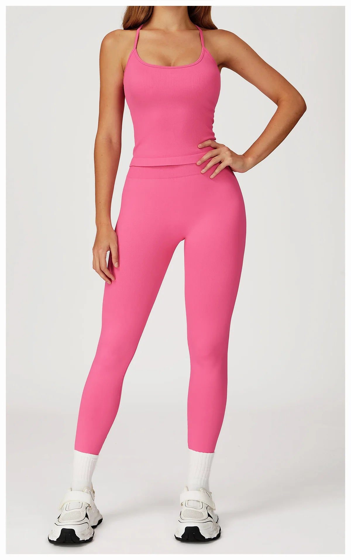 2PCS Seamless Yoga Set Gym Clothes Athletic Wear Women Fitness Set Tracksuits Sports Long Sleeved Gym Suit Leggings Sportswear