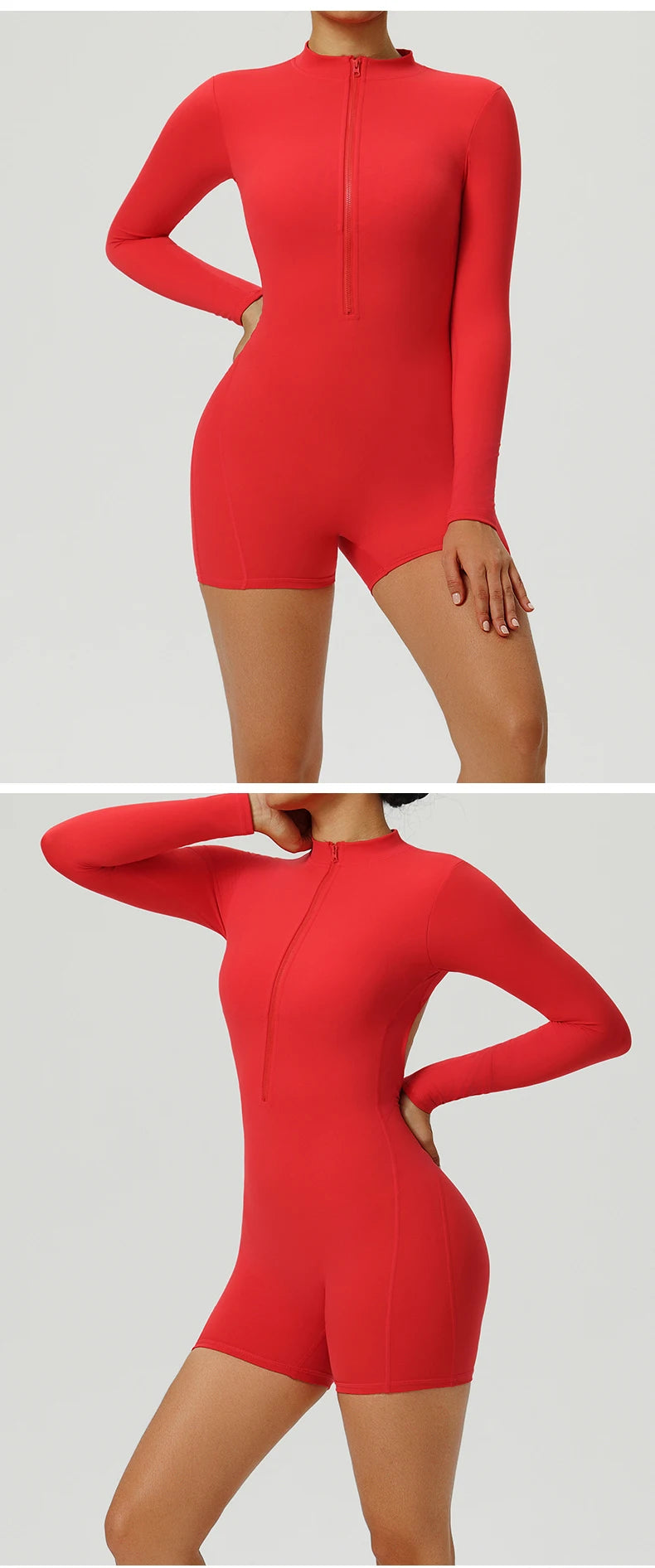 Zipper Yoga Jumpsuits Sports Overalls Fitness Long-Sleeved One-Piece Workout Romper Running Gym Tracksuits for Women Sportswear