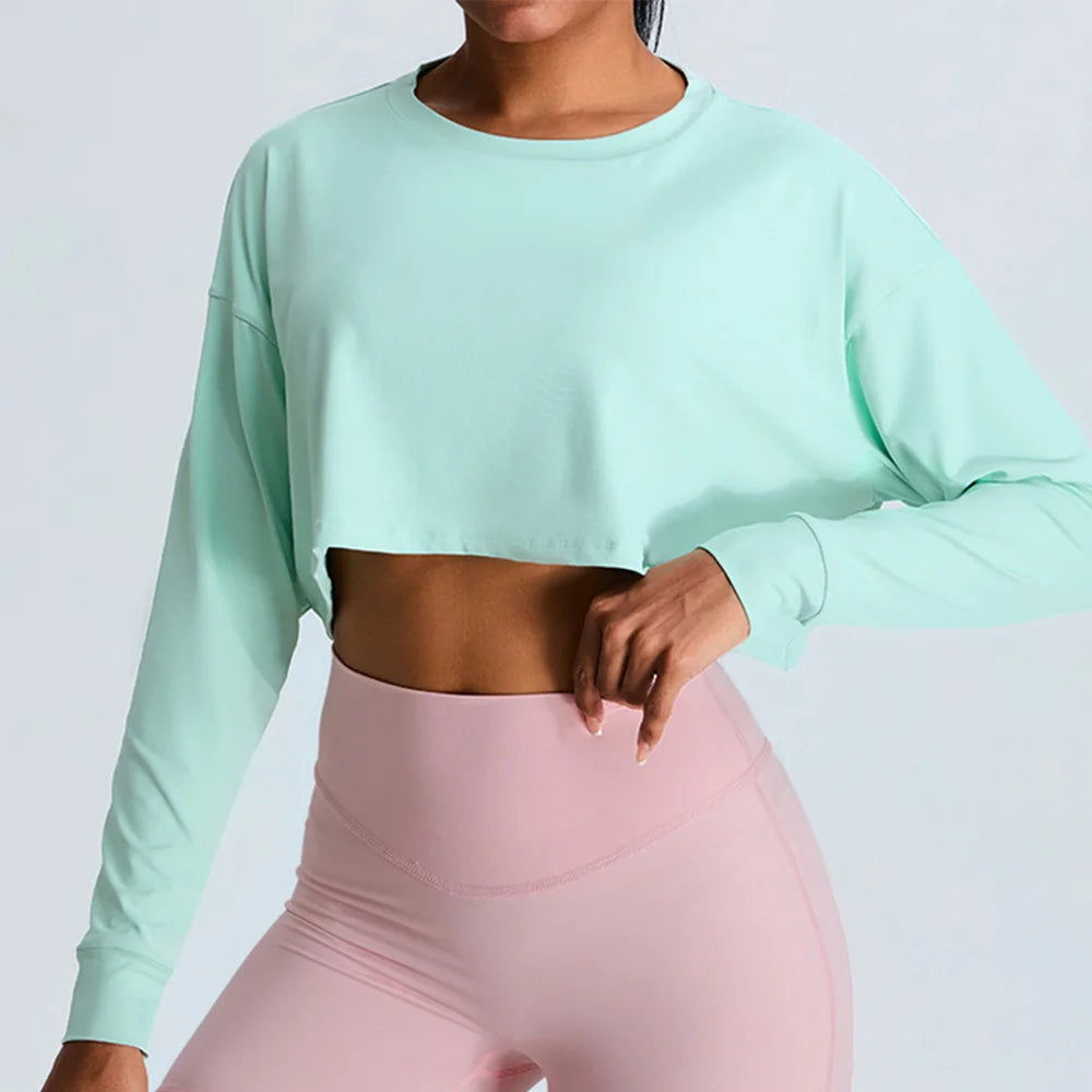 Women Loose Yoga Long Sleeved Fitness Top Loose Casual Sports T-shirt Quick Drying Workout Long Sleeved Running Fitness Clothes
