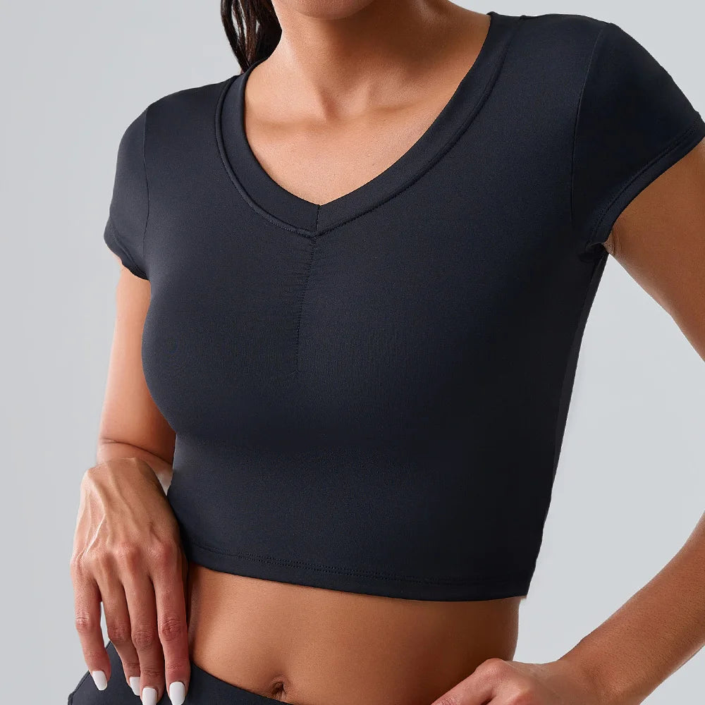 Women Yoga Top Sexy Sport T Shirts Fitness Clothes Workout Short Sleeve Yoga Shirt Gym Top Running Active Wear Push Up Sport Top