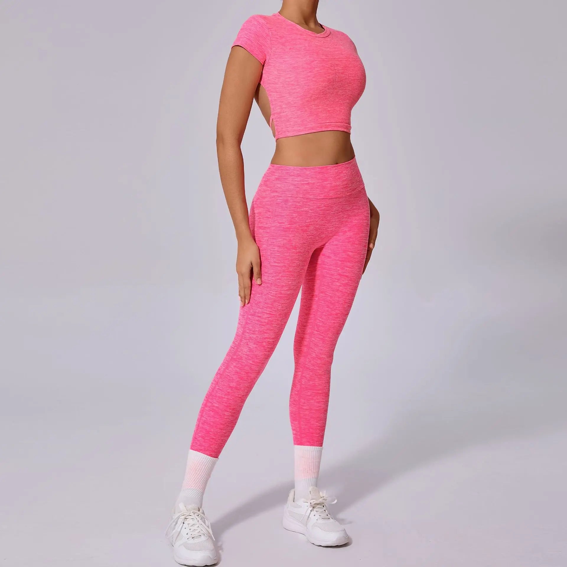 Hollow Beauty Back Crop Top Short Sleeve Workout Yoga Shirt Women Fitness Workout Tops Gym Clothes Sportswear Running T-shirts