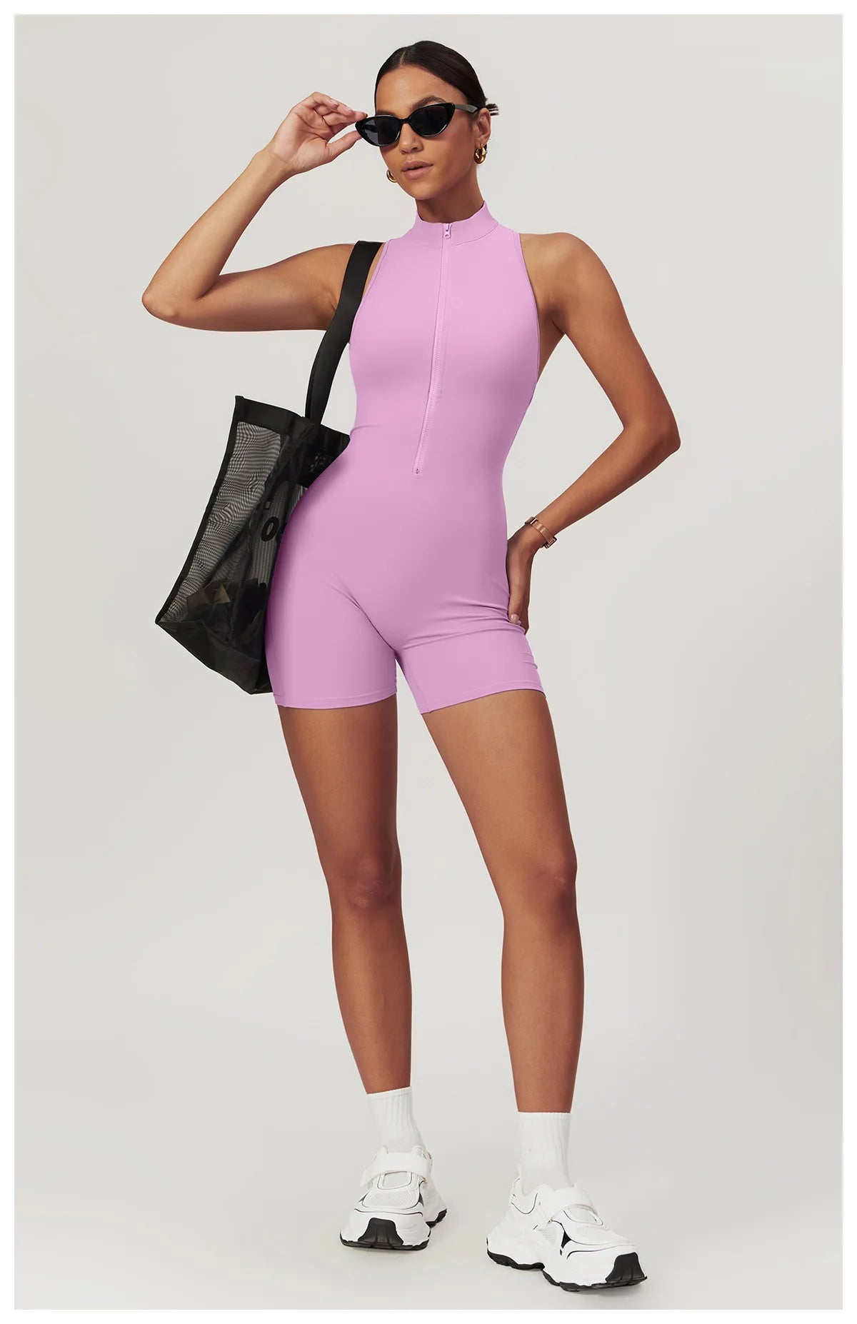 Scrunch Sports Overalls Gym Jumpsuit Women's Fitness Suit Short Sets for Woman Tracksuit Yoga Clothing Zipper Workout Sportswear