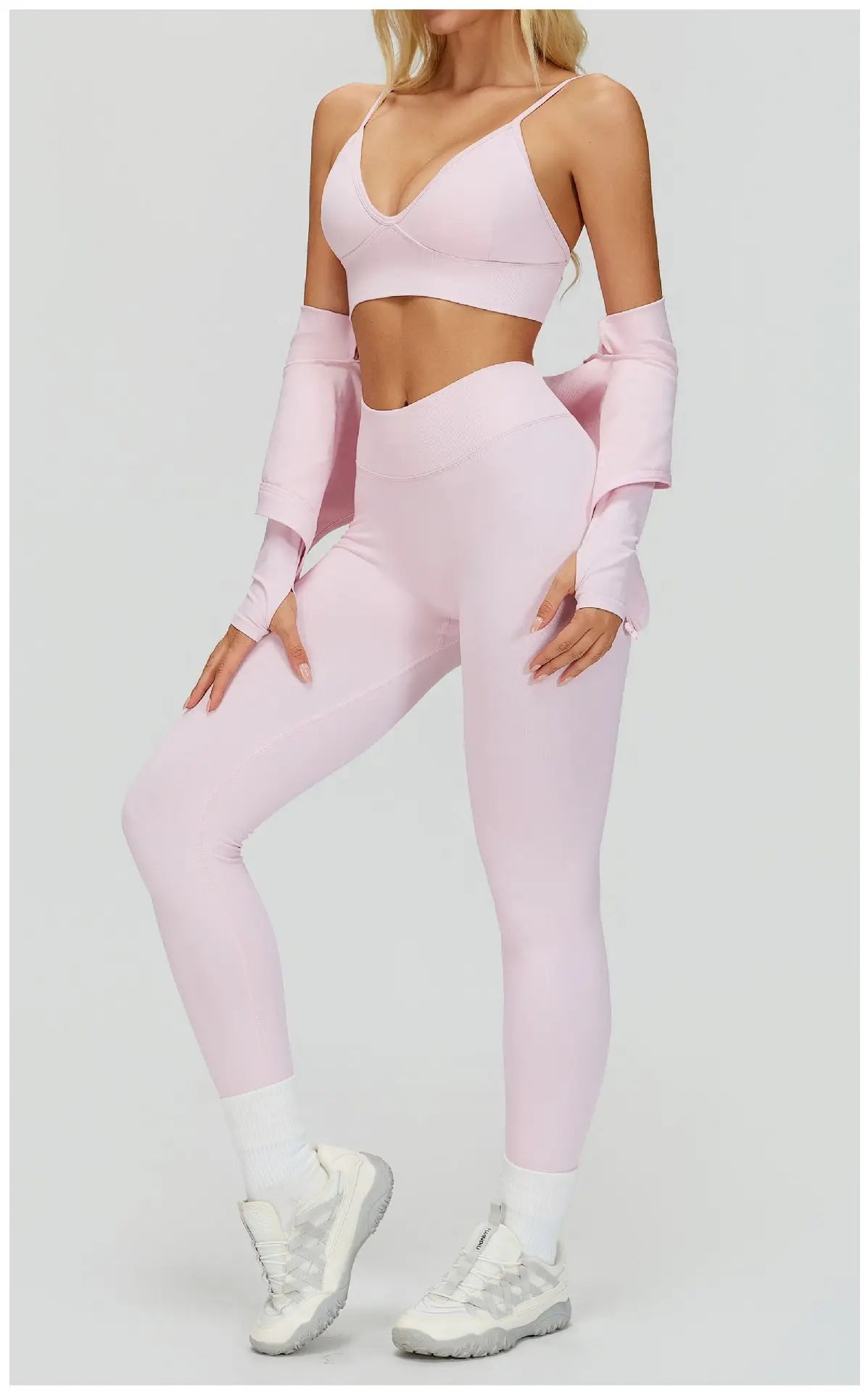 3PCS Yoga Set Seamless Sports Set Women Tracksuit Quick-Drying Gym Set Women Tracksuit Running Workout Long Sleeve Yoga Clothing