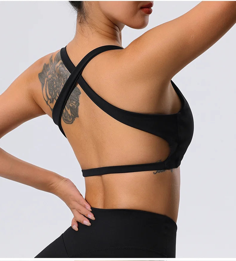 Push Up Sports Bra Women Underwear Cross Criss Top Padded Bralette Sports Bra Backless Training Fitness Workout Yoga Bra Women