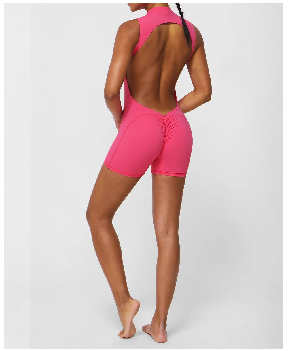 Sexy Back V Jumpsuits Women's Tracksuit Yoga Set One Piece Fitness Workout Rompers Sportswear Gym Set Workout Clothes For Women