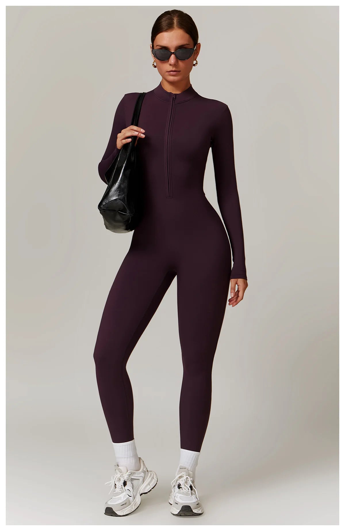 Women Tracksuit Yoga Set One Piece Jumpsuit Zipper Long Sleeved Fitness Sports Bodysuit Gym Push Up Workout Clothes Sportswear