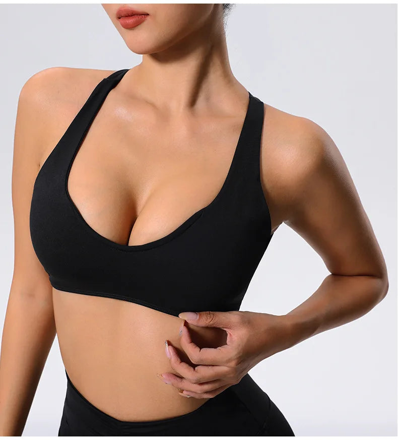 Push Up Sports Bra Women Underwear Cross Criss Top Padded Bralette Sports Bra Backless Training Fitness Workout Yoga Bra Women