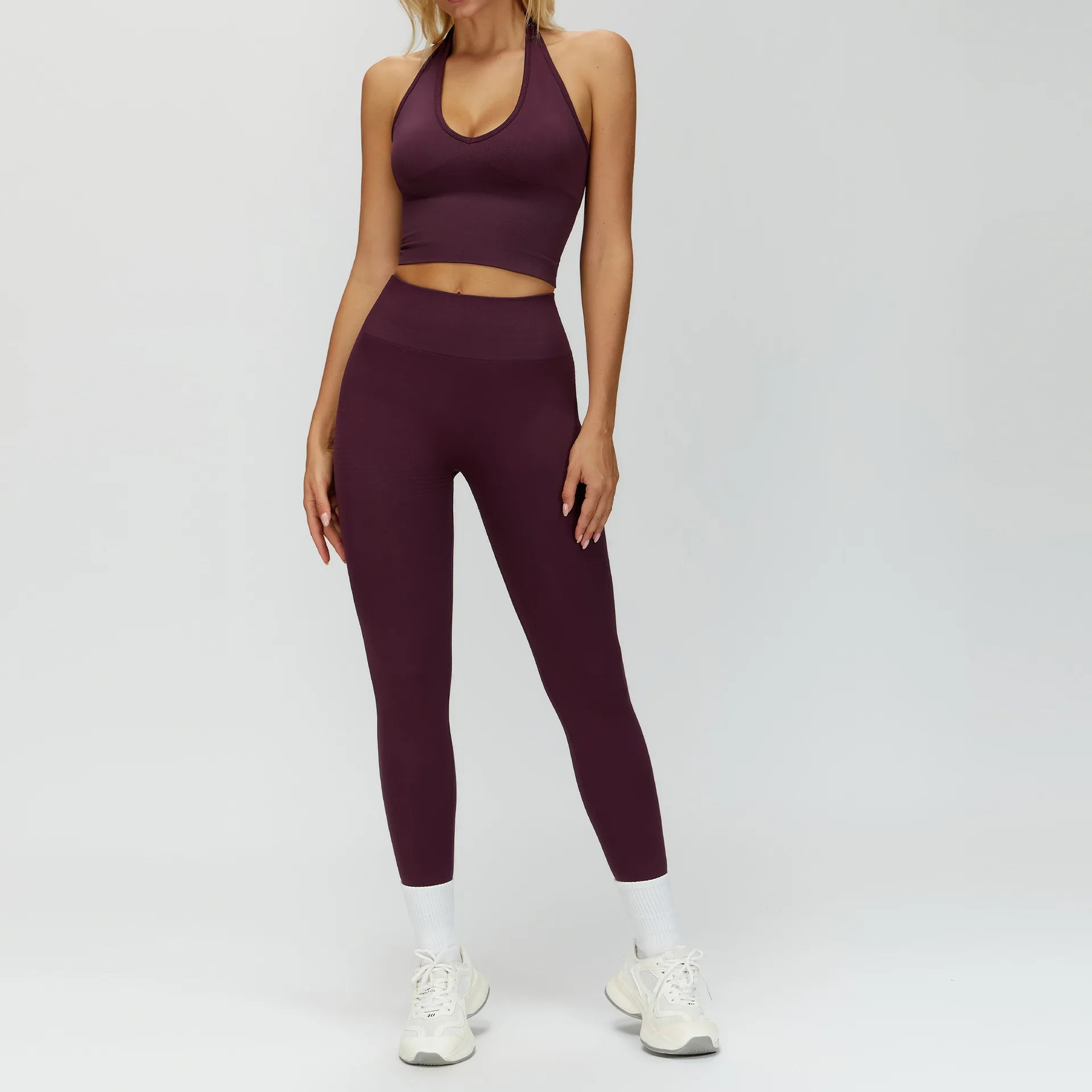 2PCS Seamless Women Tracksuit Yoga Set Workout Outfit Sportswear Gym Clothing Fitness Long Sleeve High Waist Legging Sports Suit