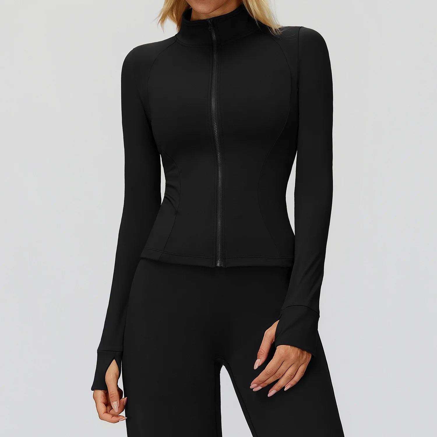 Zipper Long Sleeve Women Crop Tops Jacket Yoga T-shirts Solid Sports Top Running Shirts Sexy Quick Dry Fitness Gym Sport Wear