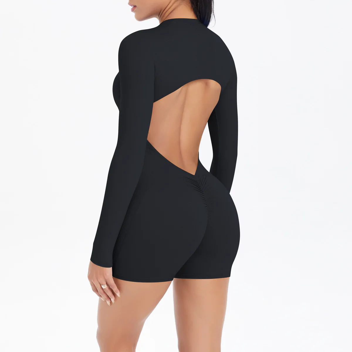Gym Jumpsuit Women's Fitness Suit Short Set Sports Overalls Woman Tracksuit Yoga Clothing Zipper Long Sleeved Workout Sportswear