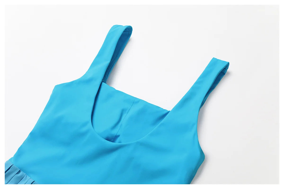 Yoga Set Naked Tennis Dress Women's Jumpsuit Bottom anti Glare Fitness Clothes Sports Running Pockets Pleated Skirt Sports Dress