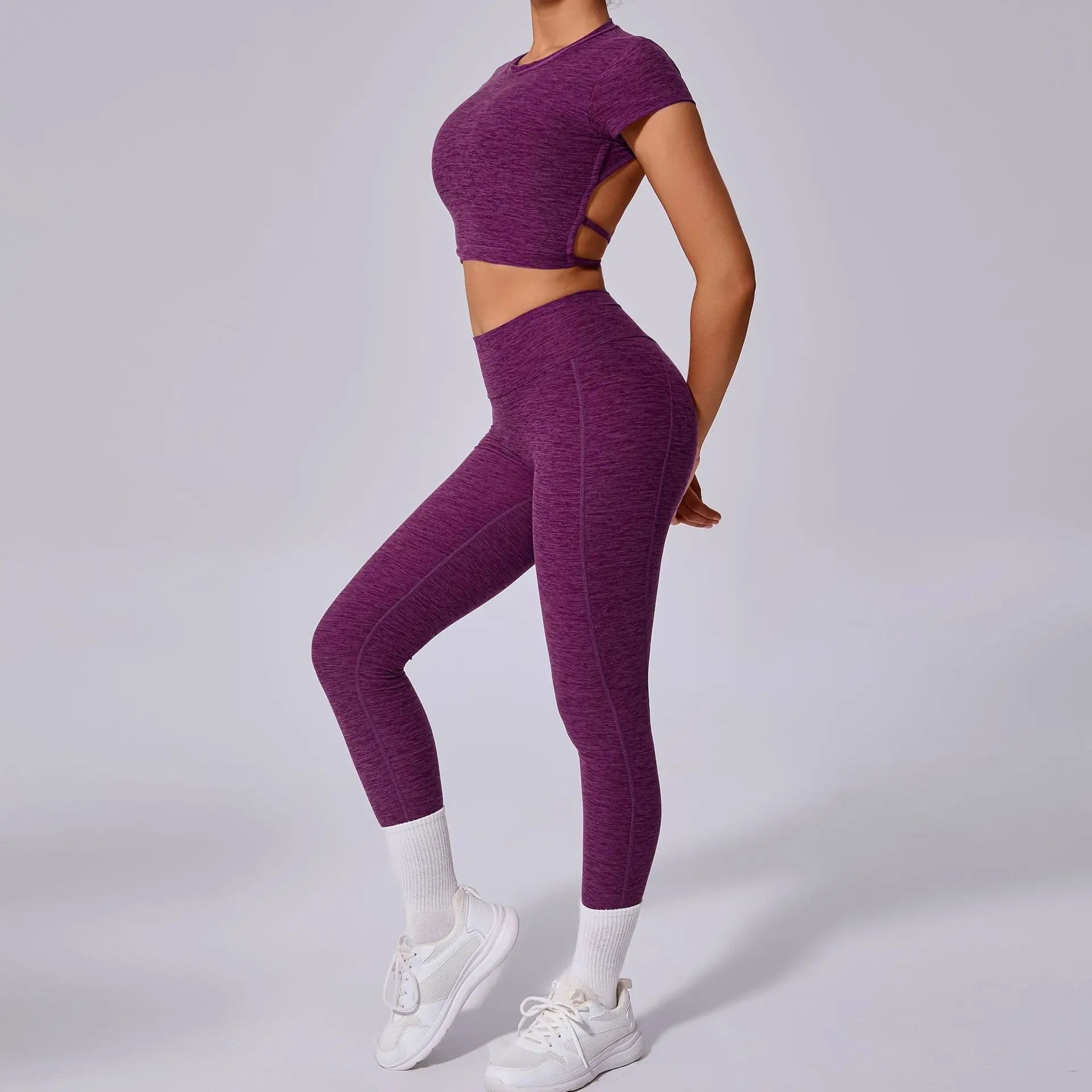 Hollow Beauty Back Crop Top Short Sleeve Workout Yoga Shirt Women Fitness Workout Tops Gym Clothes Sportswear Running T-shirts