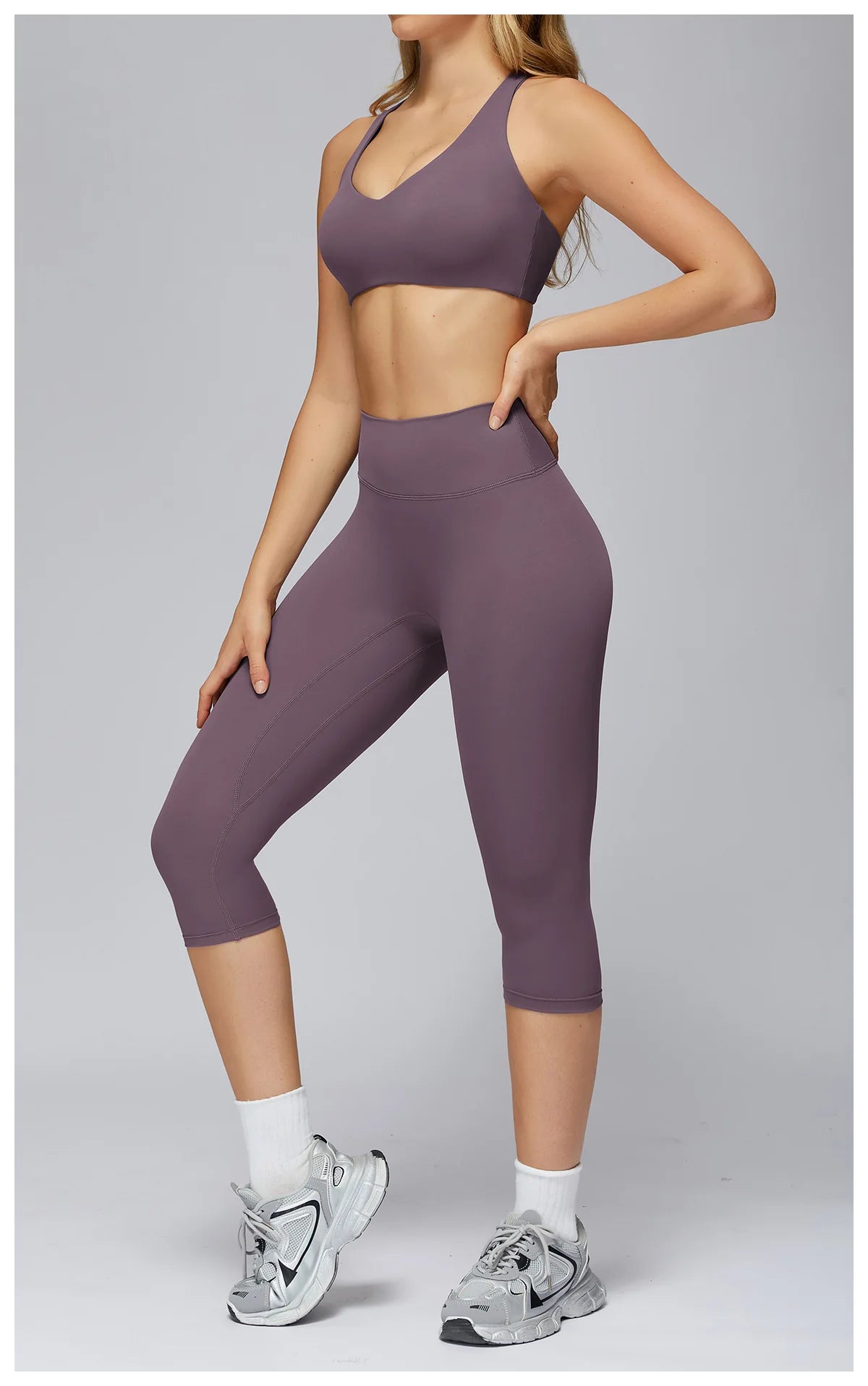 Yoga Set 2PCS Women Sportswear Workout Clothes Seamless Athletic Wear Gym Legging Fitness Bra Crop Top Long Sleeve Sports Suits