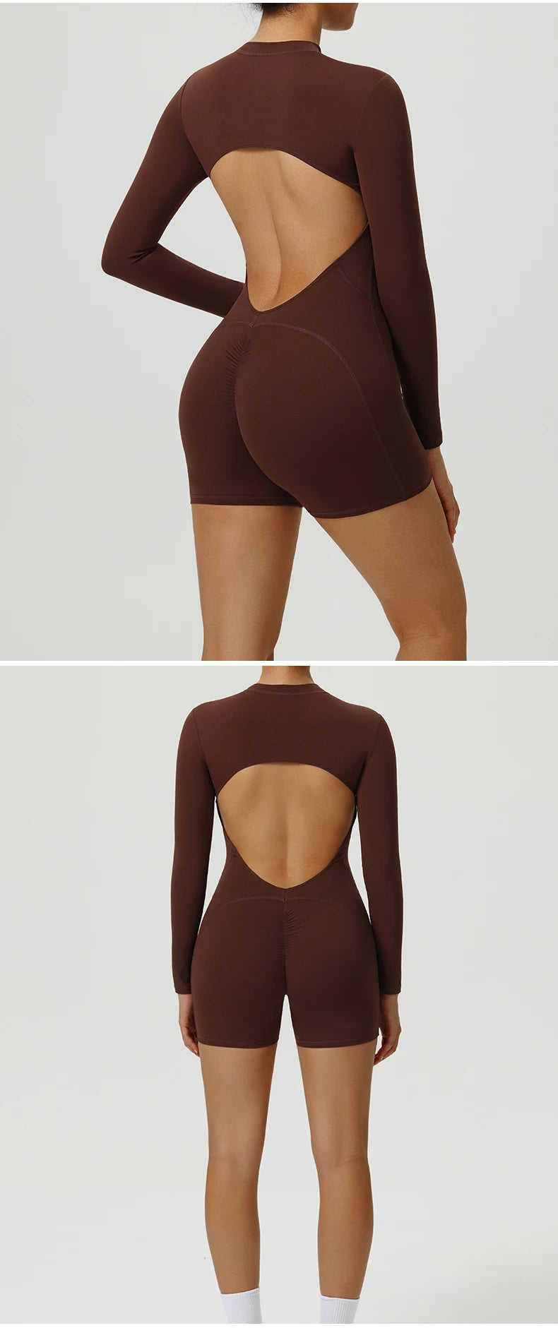 Zipper Yoga Jumpsuits Sports Overalls Fitness Long-Sleeved One-Piece Workout Romper Running Gym Tracksuits for Women Sportswear