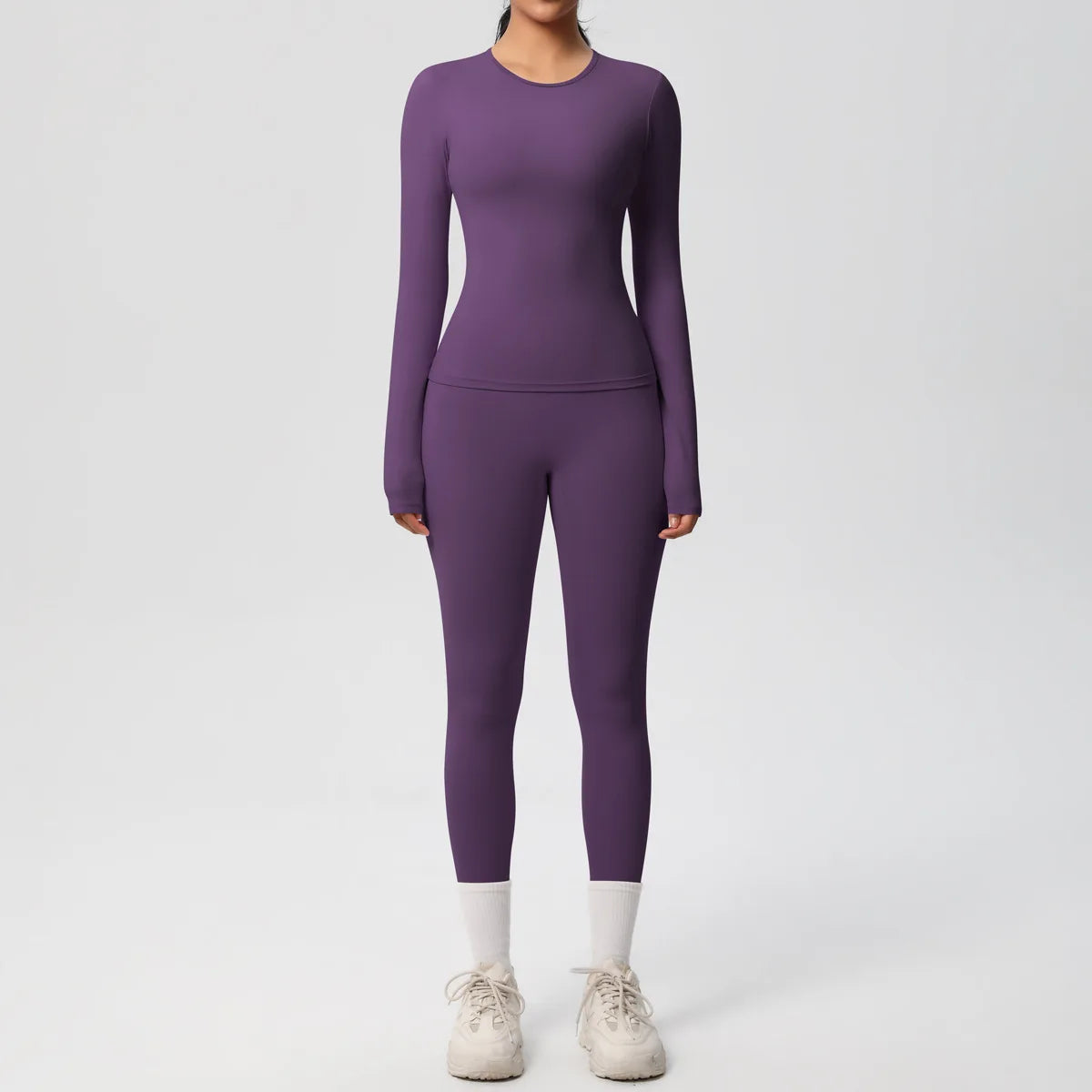 2PCS Yoga Suit Sports Set Women Sportswear Gym Set Women Tracksuit Running Workout Long Sleeve Sports Shirt Yoga Clothing