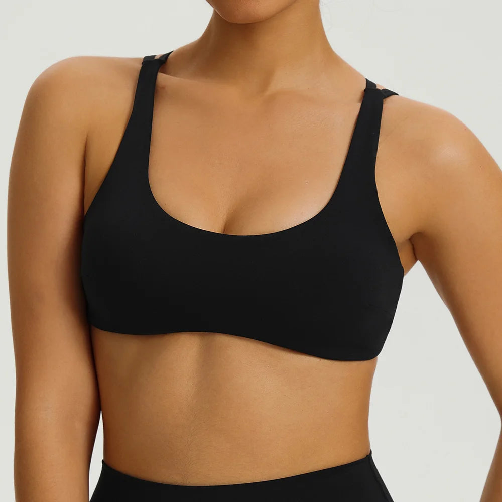 Women Tops Back Cross Strap Tank Top Push Up Underwear Running Sports Bra Breathable Soft Fitness Beauty Solid Color Yoga Bra