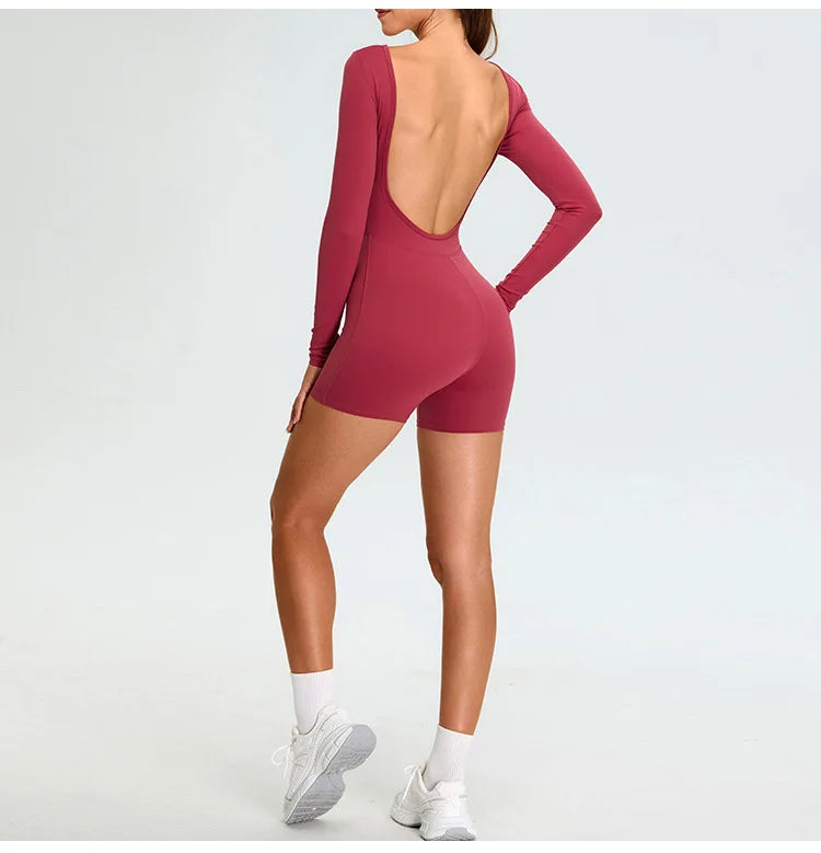 Yoga Suit Yoga Jumpsuit Long Sleeved Backless Rompers Sports Wear Gym Set Fitness Bodysuits Women Dance Running Workout Clothes