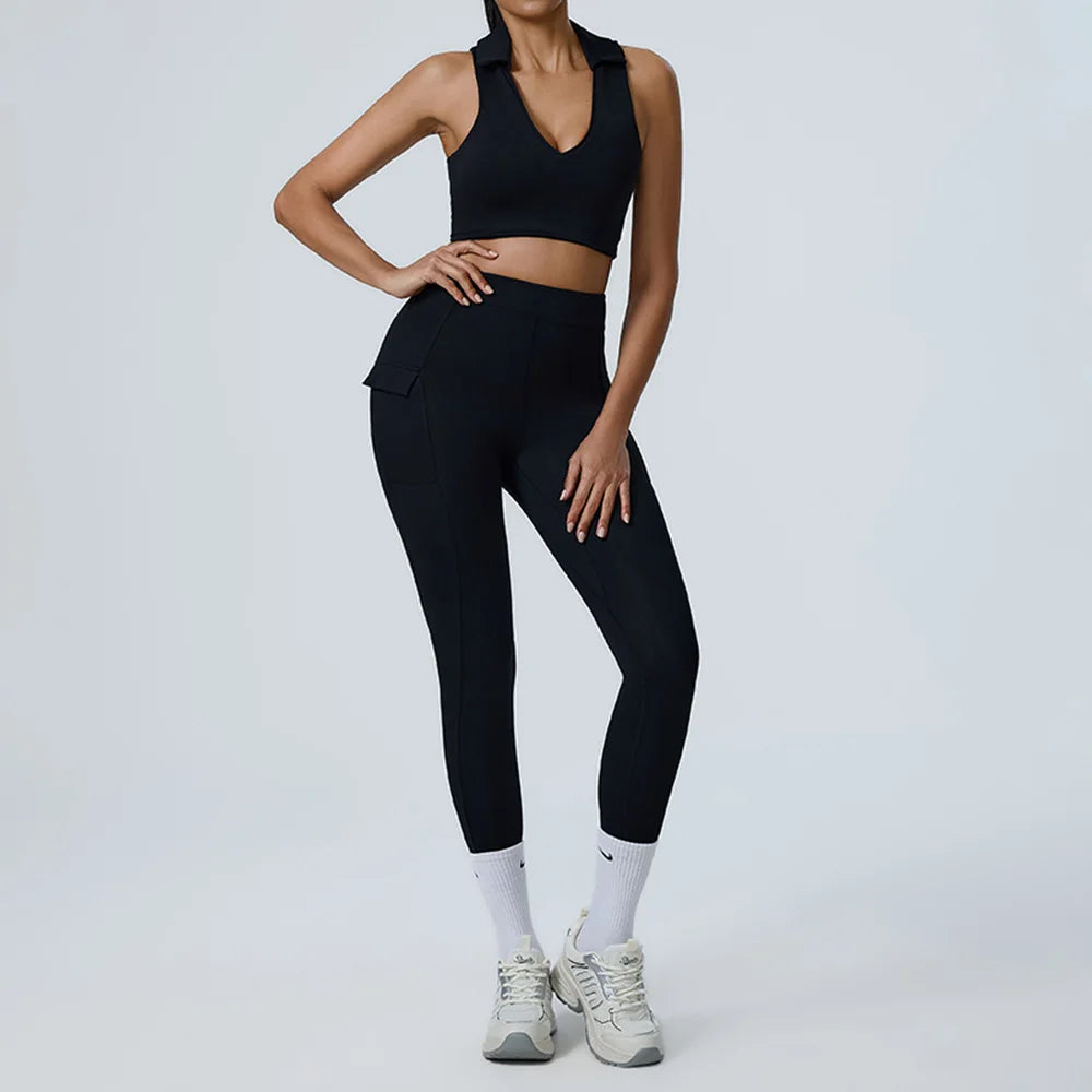 2PCS Yoga Set Women Tracksuit Sportswear Gym Workout Clothing Athletic Wear Fitness Bra High Waist Leggings Push Up Suit