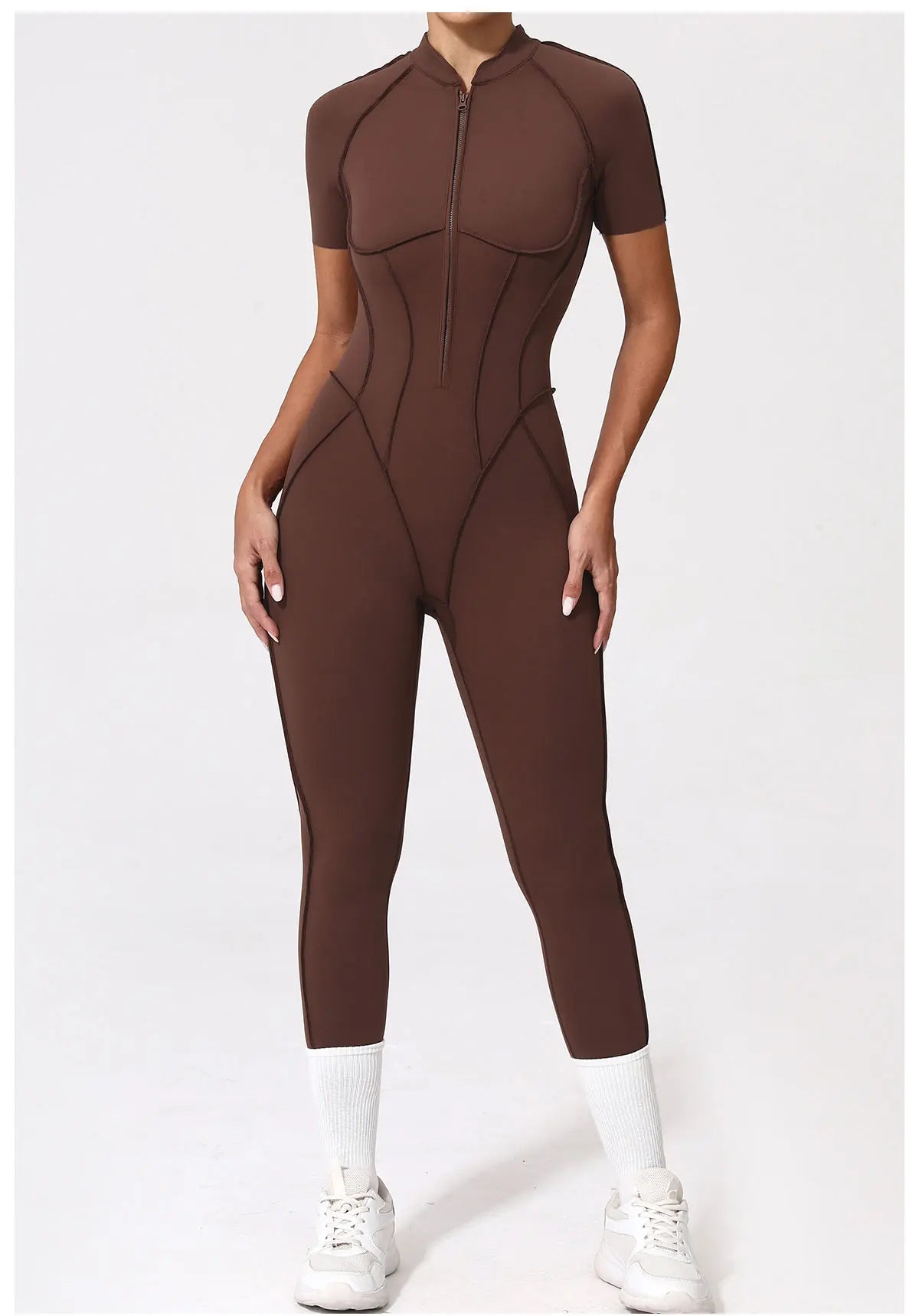 Gym Jumpsuit Women's Fitness Suit Zipper Long Sleeved Sets Sports Overalls for Woman Tracksuit Yoga Clothing Workout Sportswear