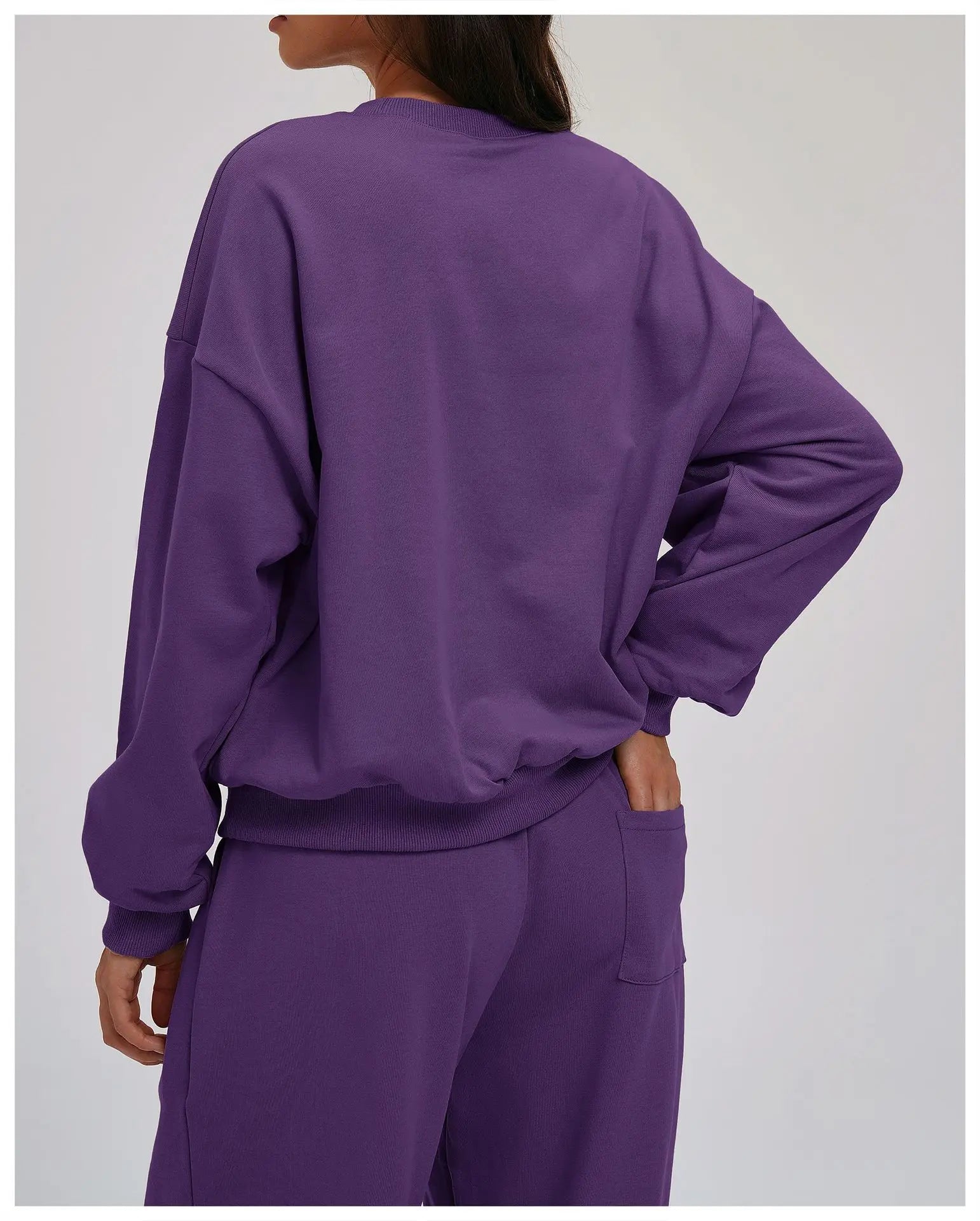 Knitted Round Neck Sports Hoodie for Women Long Sleeves for Outerwear Casual Loose Hoodie Running Top Fitness Sportswear