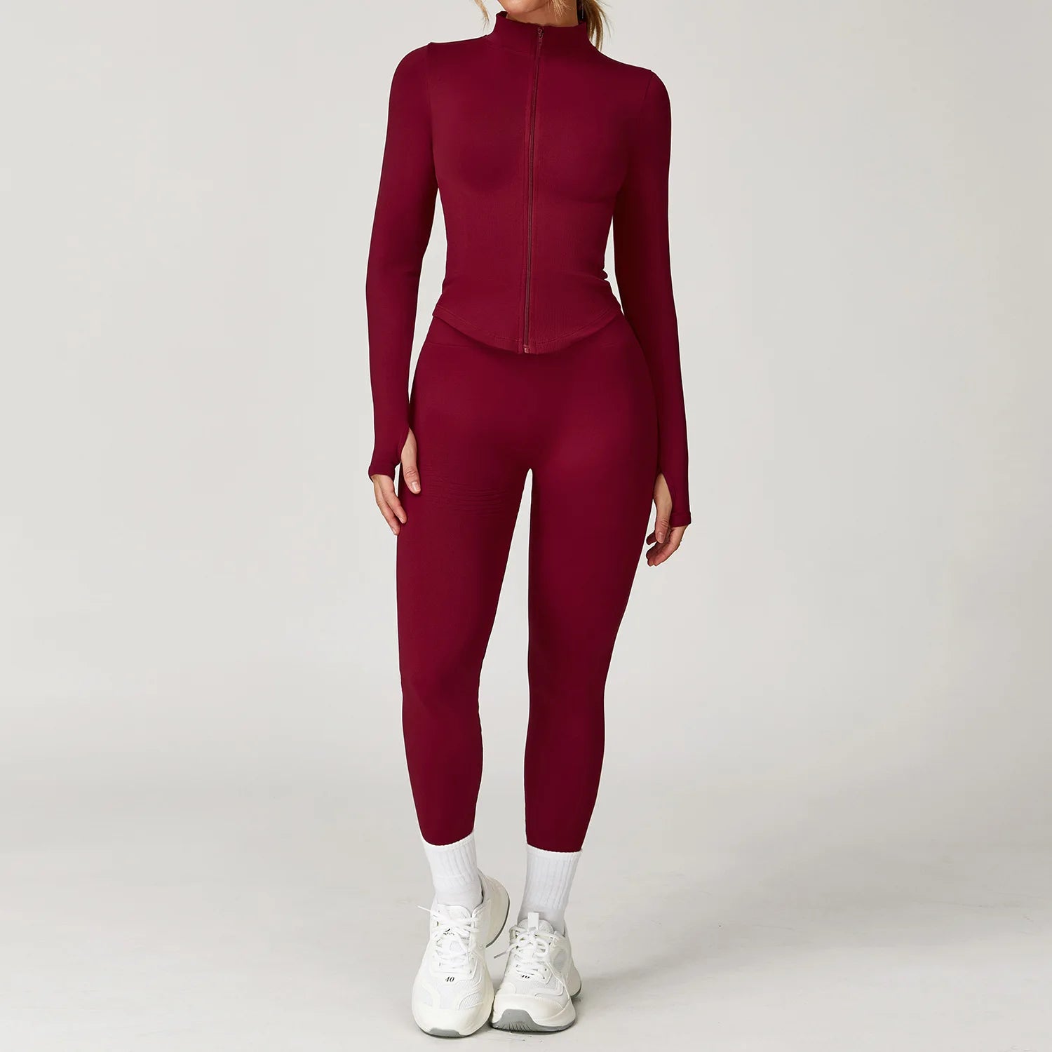 2PCS Seamless Women Tracksuit Yoga Set Workout Outfit Sportswear Gym Clothing Fitness Long Sleeve High Waist Legging Sports Suit