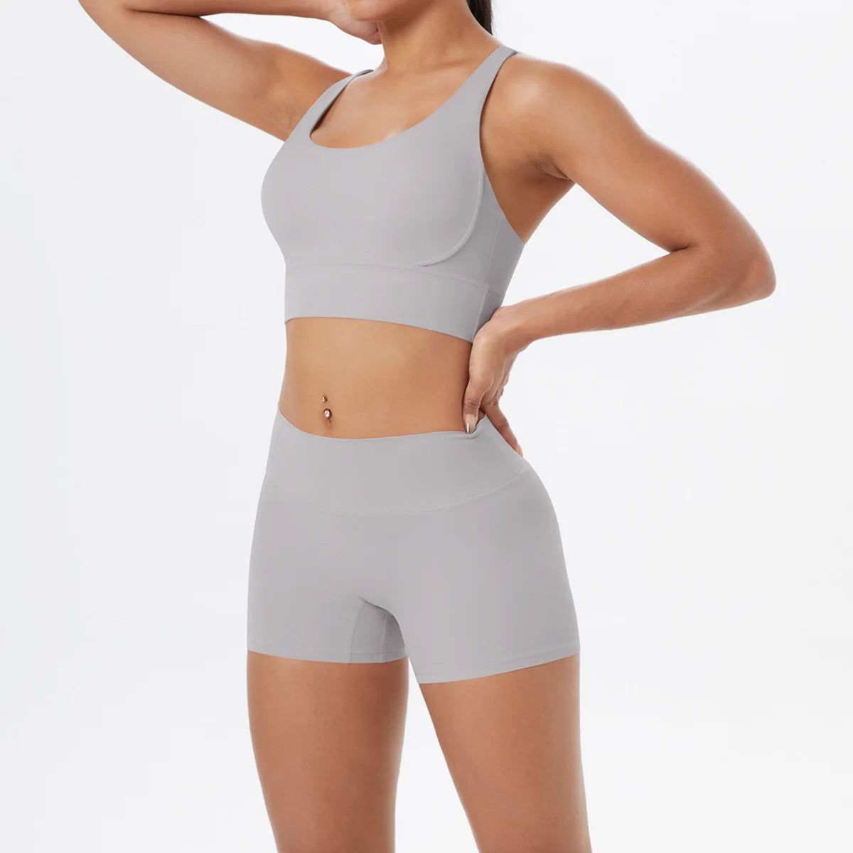Yoga Sport Set Women Seamless Crop Top Bra Shorts Yoga Set Comfort Elastic Sportsuit Workout Outfit Fitness Gym Clothes