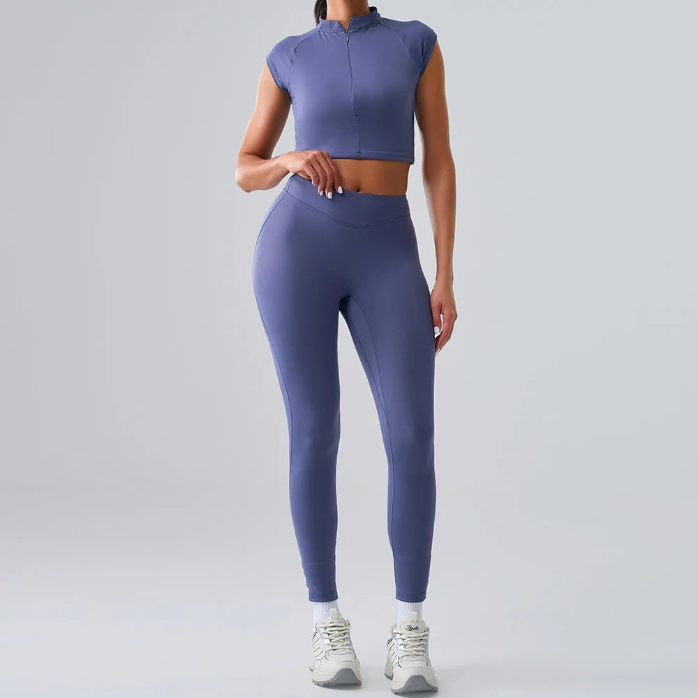 Yoga Suit Women Sports Set 2PCS Quick-Drying Gym Set Women Tracksuit Running Workout Short Sleeves Sports Shirt Yoga Clothing