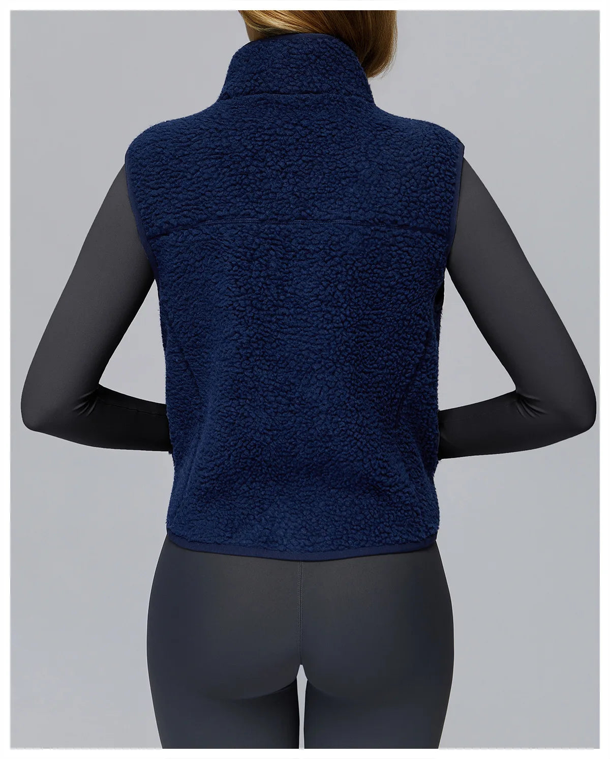 Winter Women's Standing Collar and Velvet Sports Vest Sleeveless Zipper Outerwear Vest Outdoor Running and Fitness Top