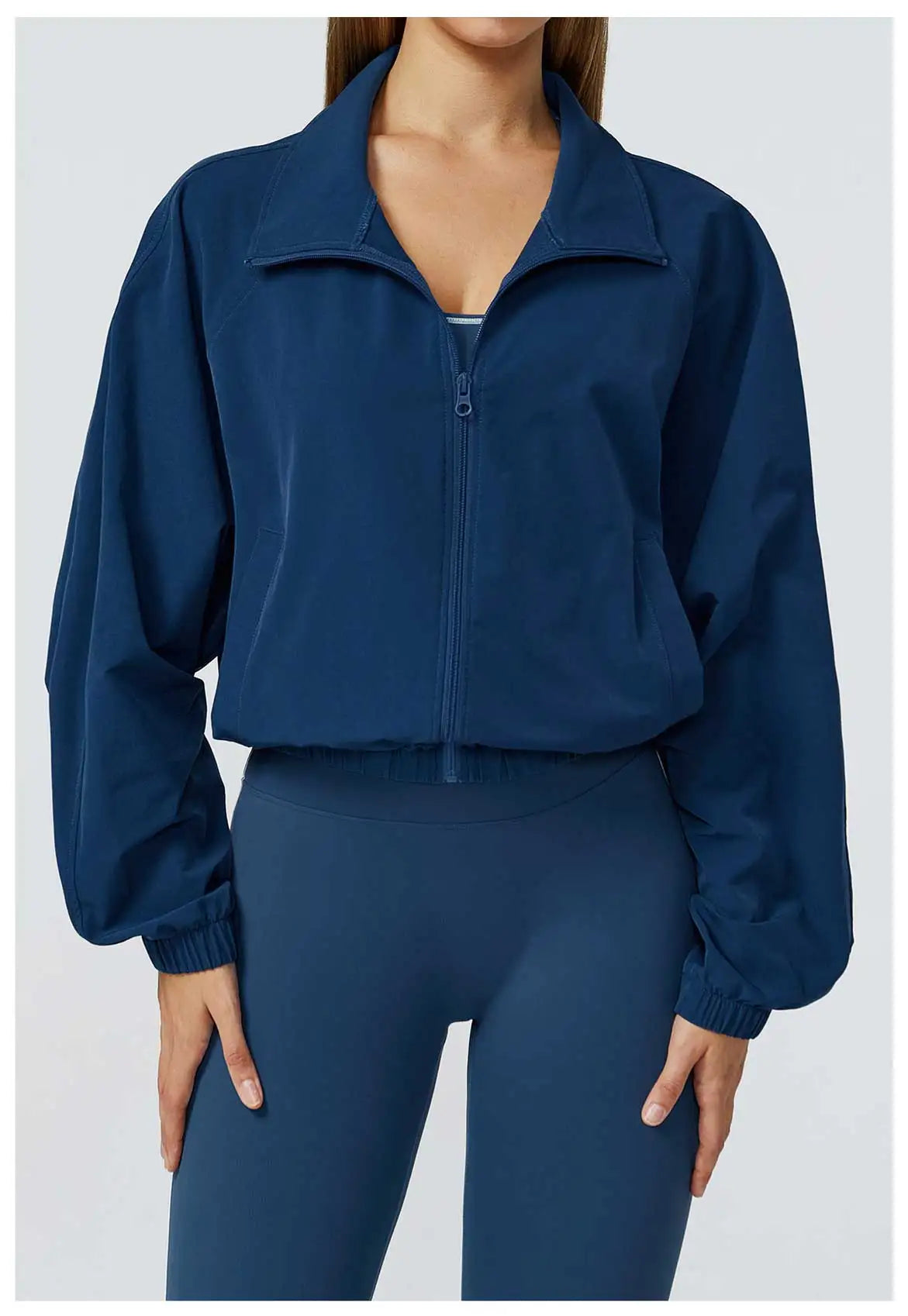 New Quick Drying Stand Up Collar Sports Jacket Women's Zipper Top Windproof Outdoor Running Fitness Long Sleeved Yoga Jacket