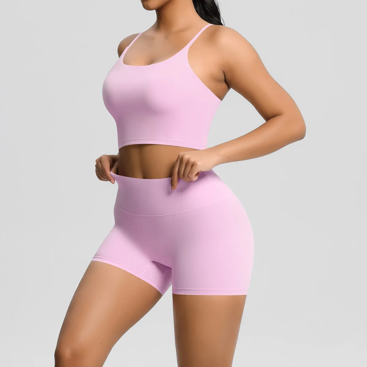 Yoga Sport Set Women Seamless Crop Top Bra Shorts Yoga Set Comfort Elastic Sportsuit Workout Outfit Fitness Gym Clothes