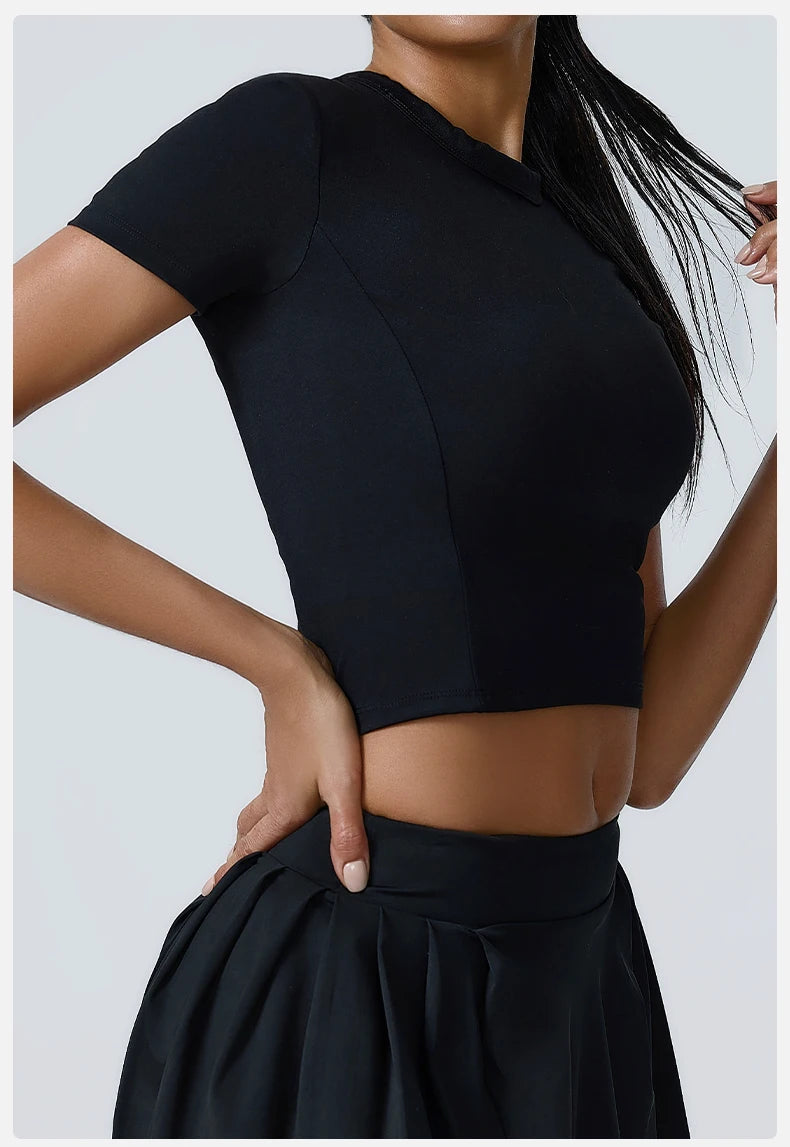 Yoga Top Women Short Sleeve Sport T Shirts Fitness Clothes Yoga Shirt Gym Top Running Sport Push Up Workout Crop Top